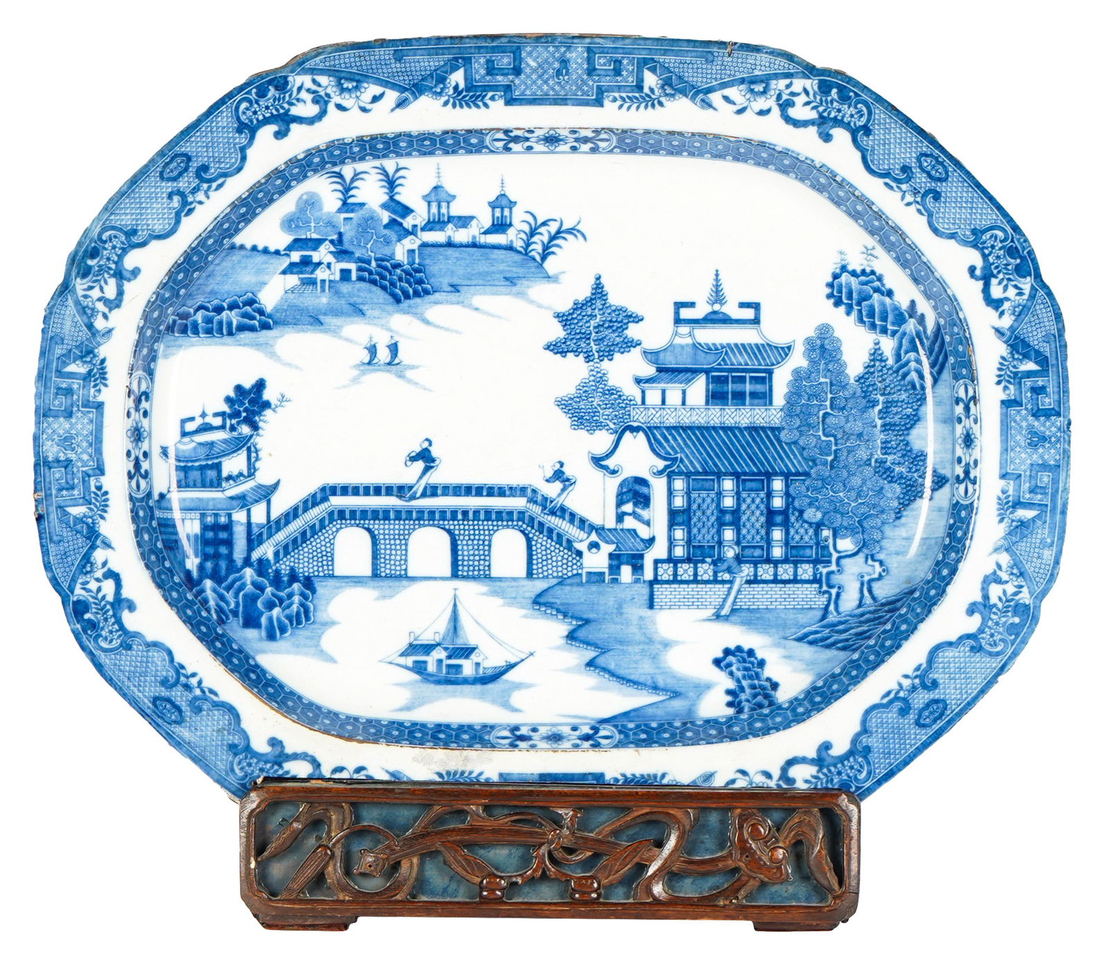 ENGLISH BLUE WILLOW IRONSTONE PLATTER (1 of 17)