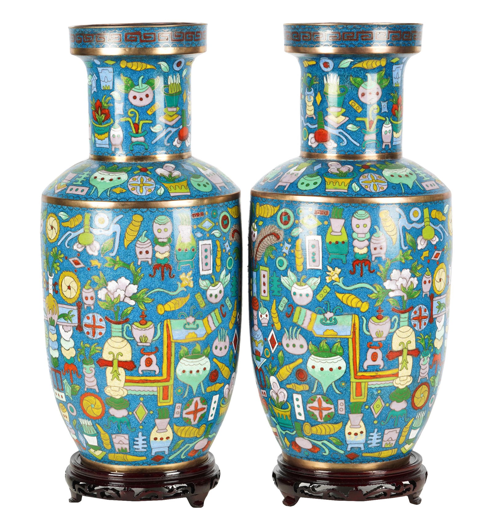 PAIR OF CHINESE CLOISONNE VASES (1 of 15)