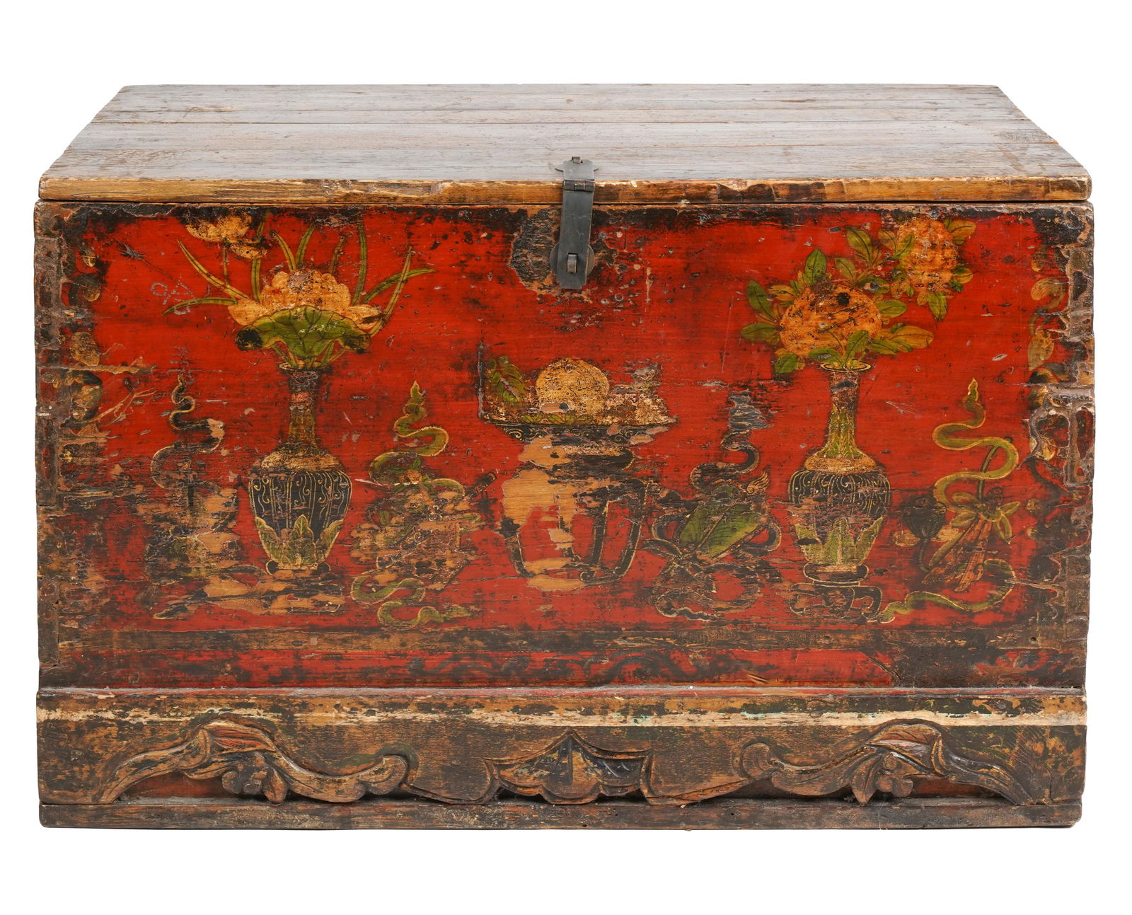 CHINESE PAINTED WOOD TRUNK (1 of 9)