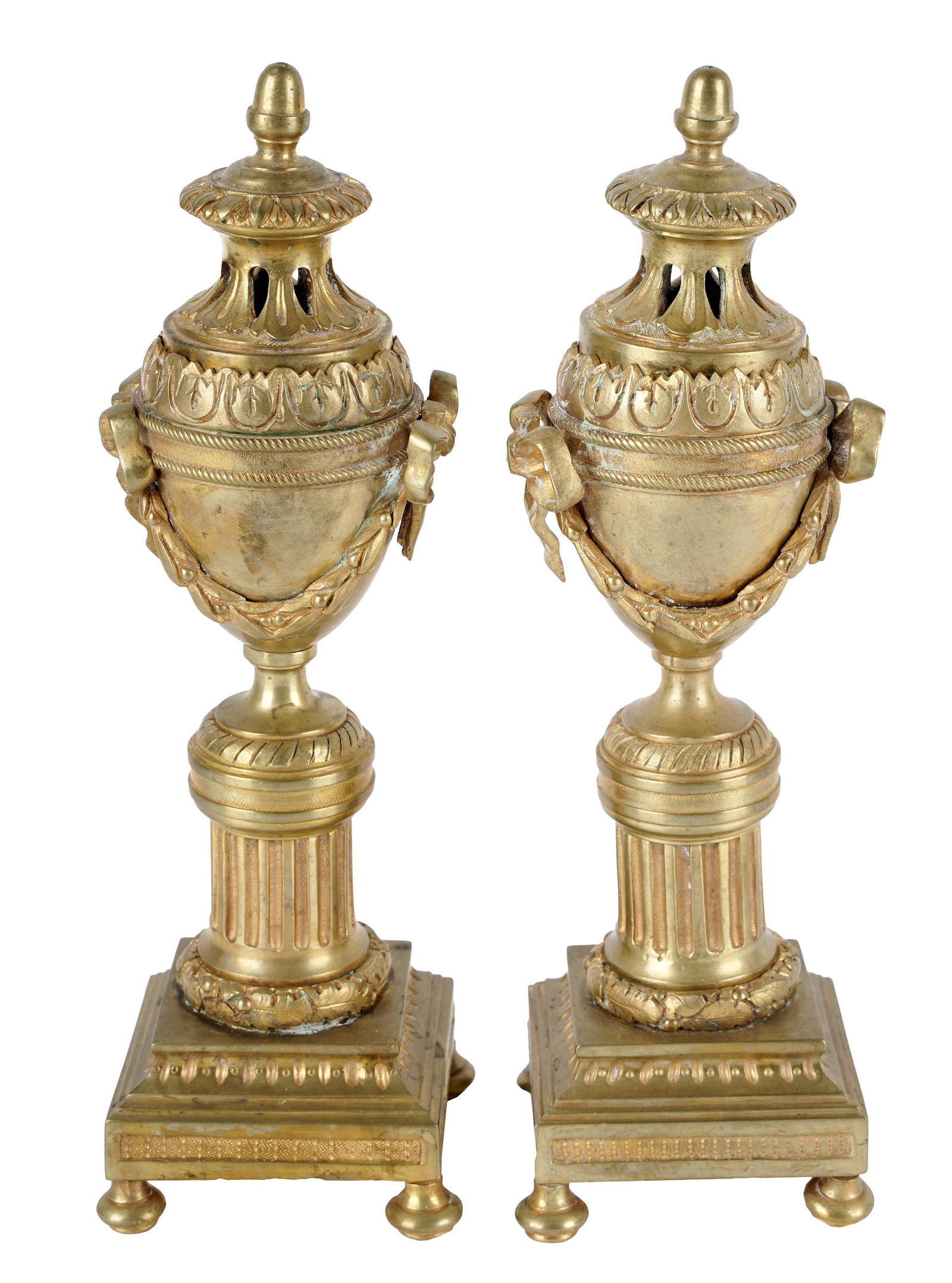 PAIR OF NEOCLASSICAL-STYLE GILT METAL GARNITURES (1 of 9)