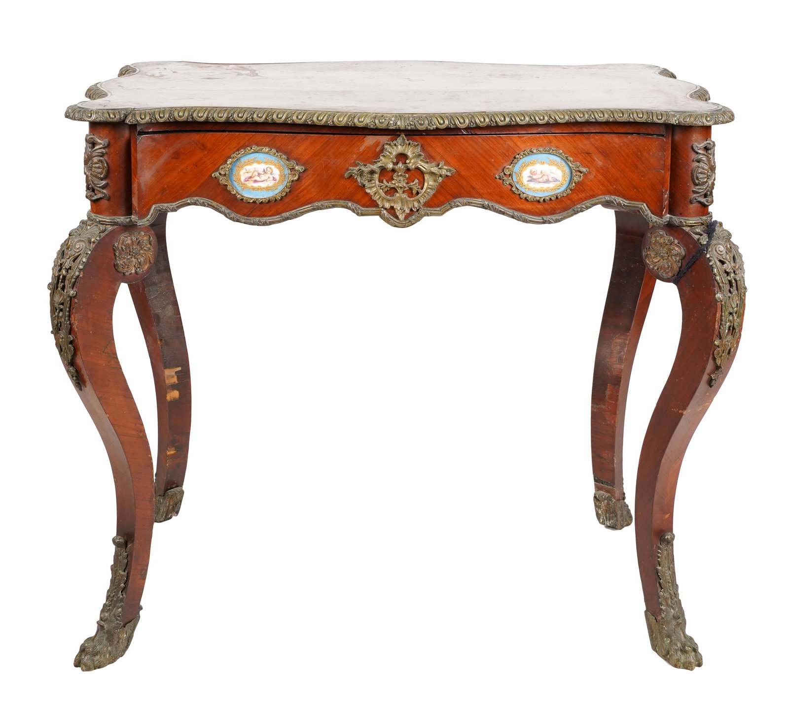 ROCOCO-STYLE PORCELIAN-INSET PORCELAIN SIDE TABLE (1 of 9)