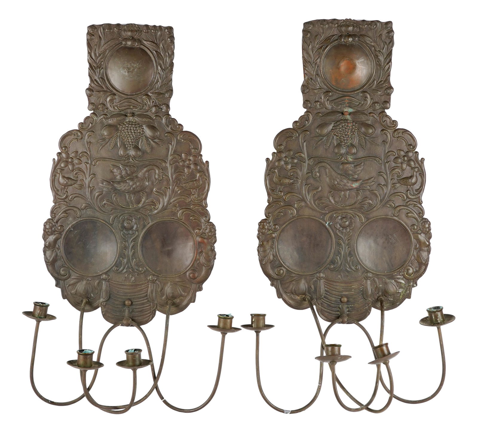 PAIR OF FLEMISH COPPER CANDLE SCONCES (1 of 14)