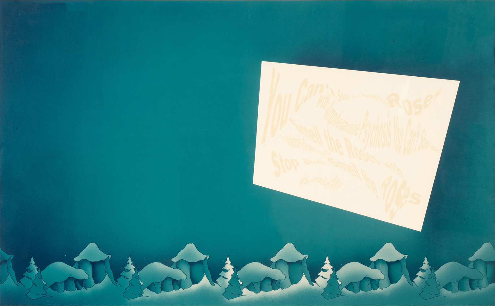 LARRY JOHNSON: UNTITLED (GHOST STORY FOR COURTNEY LOVE): Untitled (Ghost Story for Courtney Love); circa 1992; ektacolor print, matted and framed under acrylic; no signature visible; 24 1/4 x 39 1/2 inches sight; 37 1/2 x 51 3/4 inches frame; 1000.002000.00