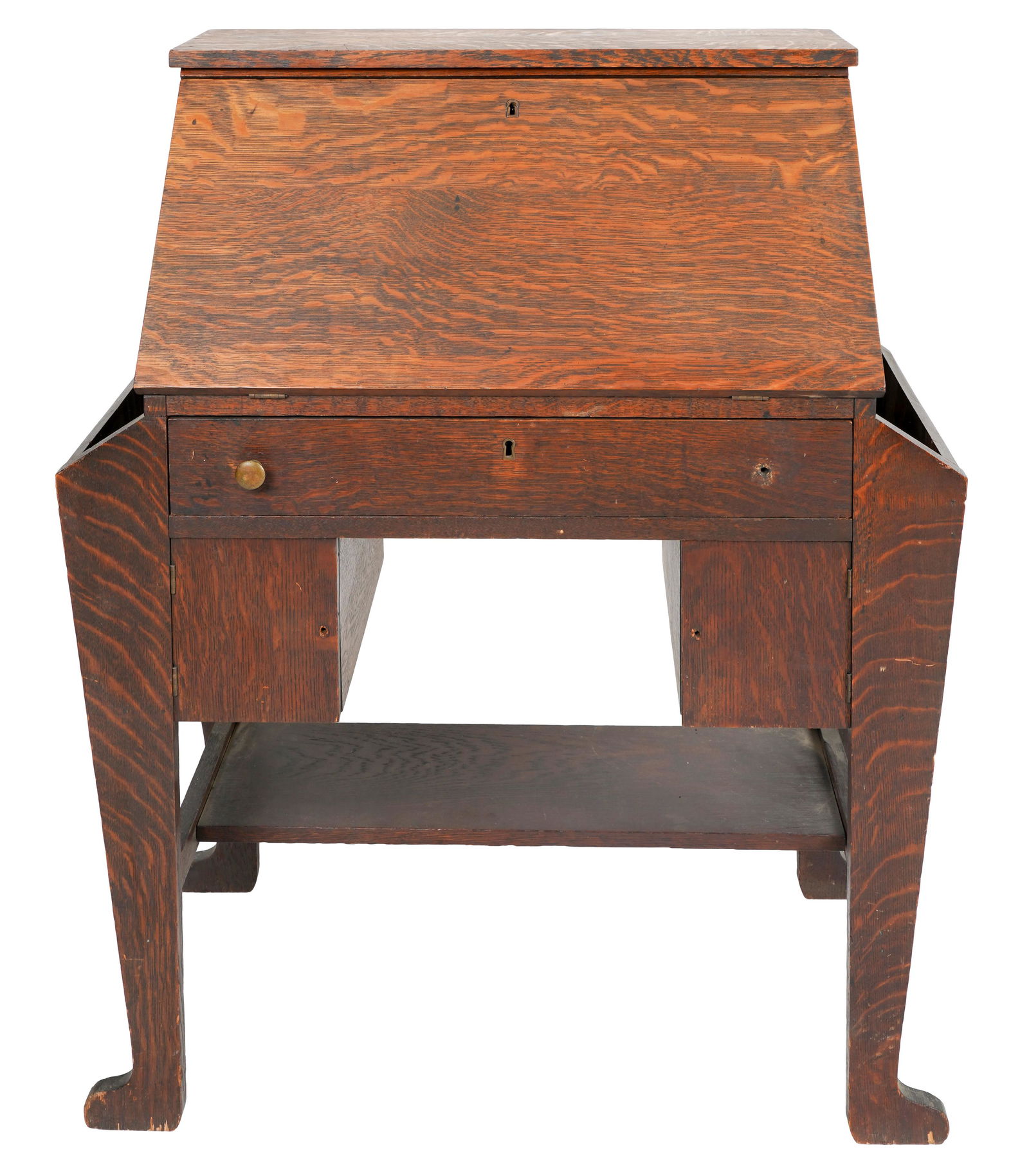 AMERICAN ARTS & CRAFTS OAK SLANT-FRONT DESK (1 of 7)