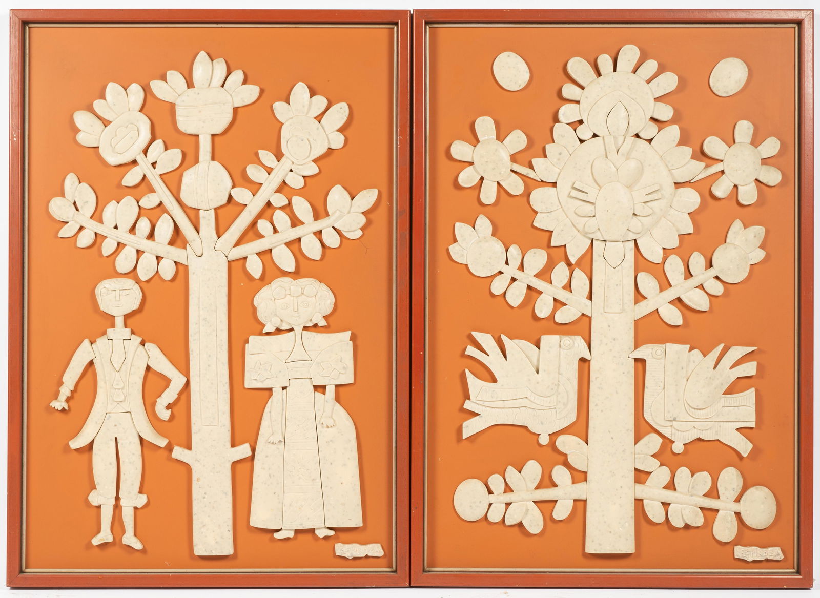 PAIR OF DECORATIVE FRAMED PANELS (1 of 13)