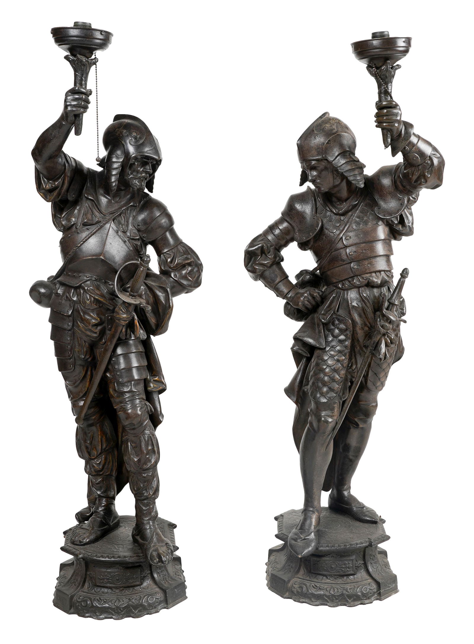 TWO PATINATED METAL FIGURAL TORCHERES (1 of 18)