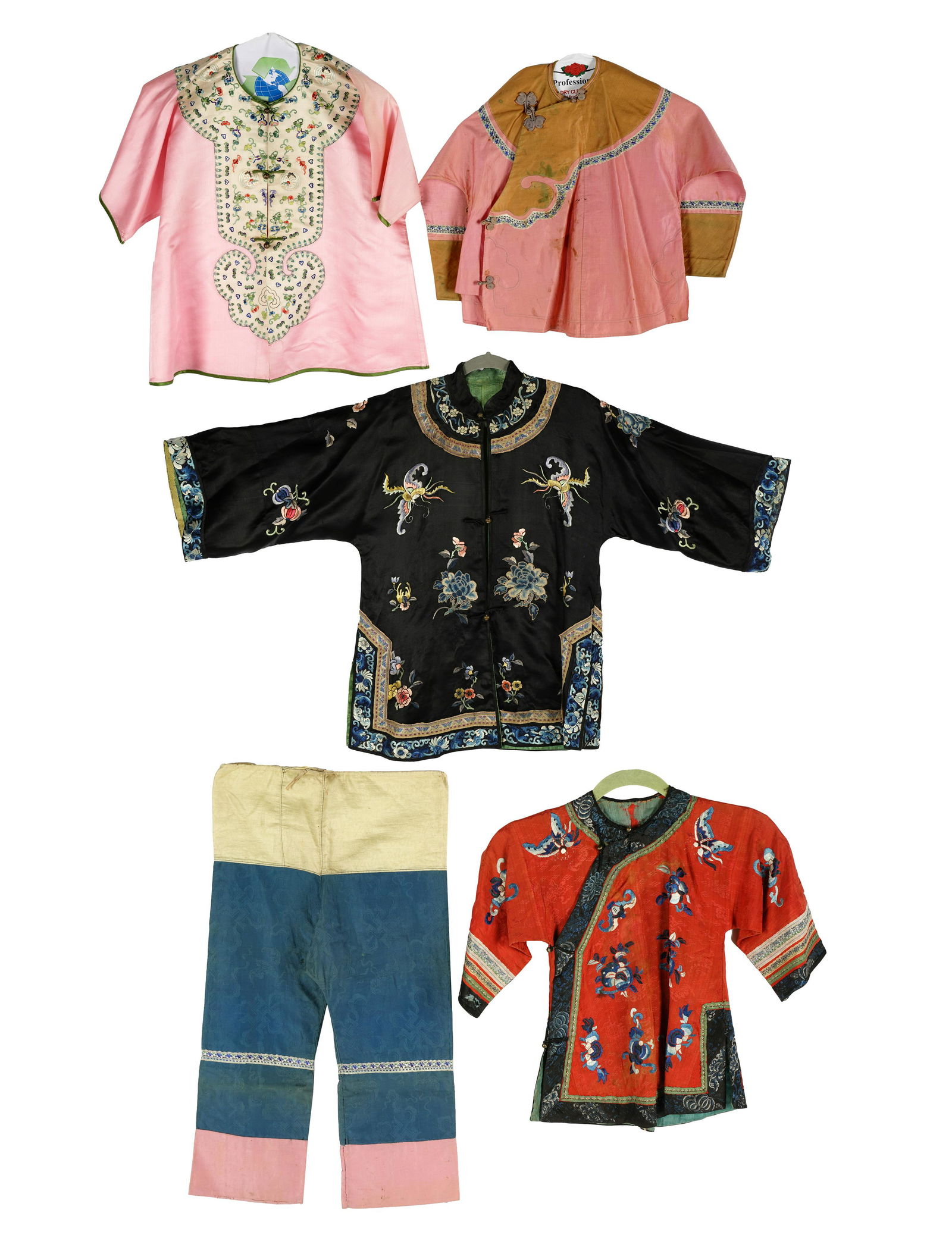 FIVE PIECES  OF CHINESE EMBROIDERED SILK CLOTHING (1 of 18)