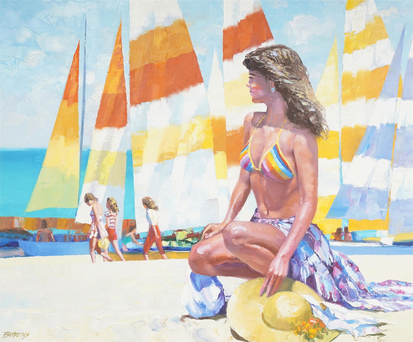 HOWARD C. BEHRENS (1933-2014): BEAUTIFUL SAILS: oil on canvas; signed lower left, titled and inscribed "192'' verso; 40 1/4 x 48 1/4 inches; 45 3/4 x 53 1/2 inches frame