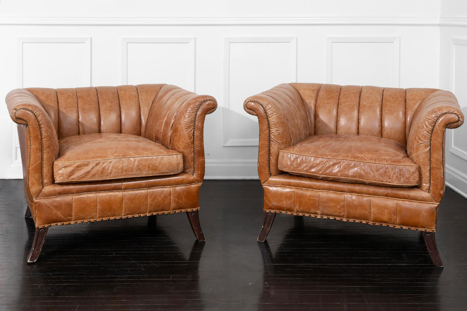 CHRISTIAN AUDIGIER PAIR OF LEATHER CLUB CHAIRS (1 of 14)