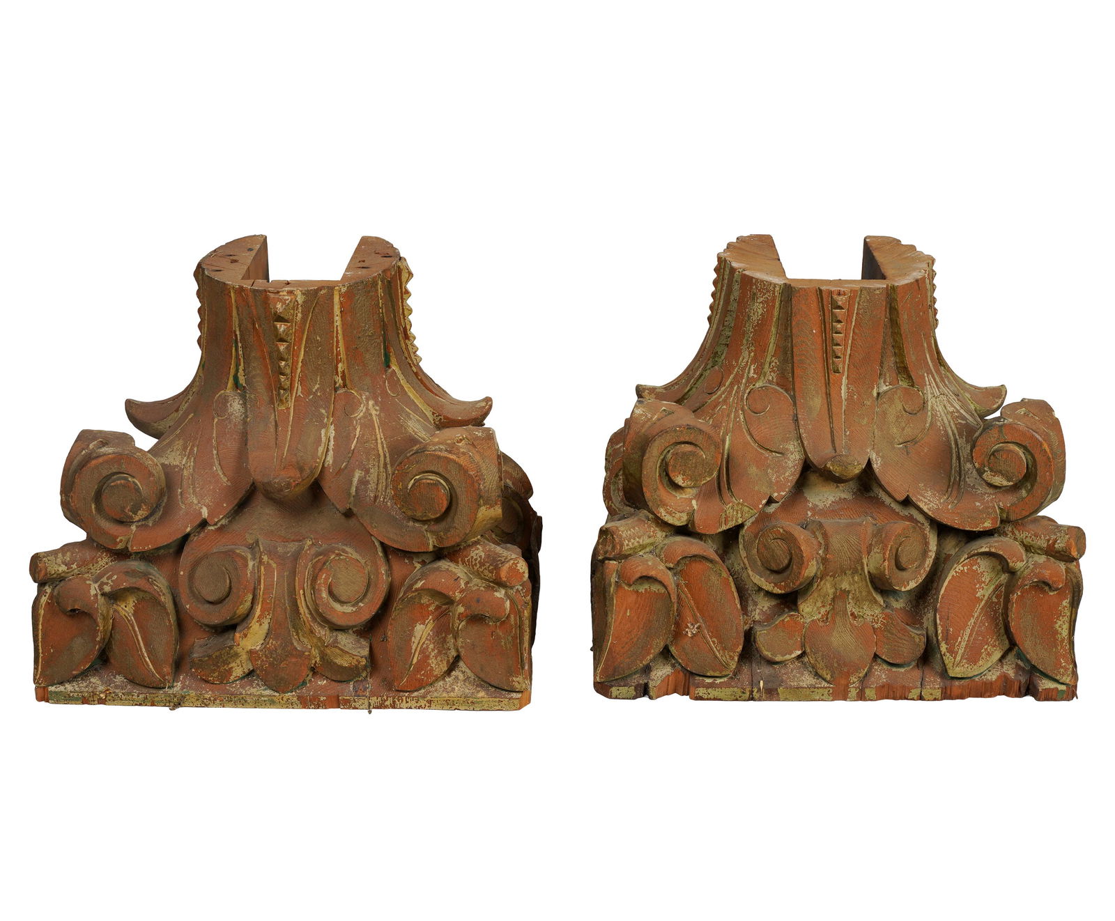 PAIR OF CARVED WOOD ARCHITECTURAL ELEMENTS (1 of 9)