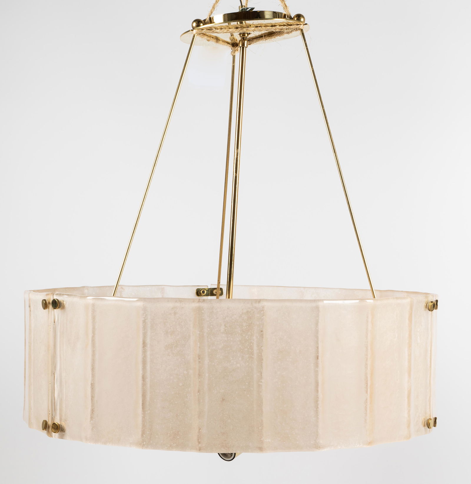 MODERNIST GLASS & GILT METAL CHANDELIER (1 of 9)