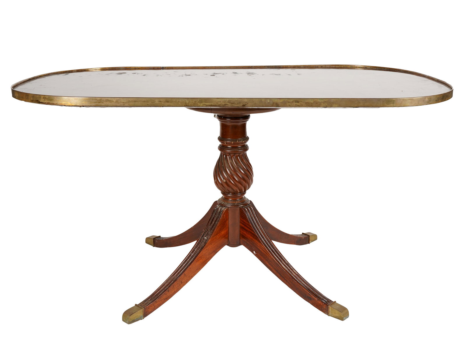 MAISON JANSEN MAHOGANY & BRASS REGENCY PEDESTAL TABLE (1 of 10)