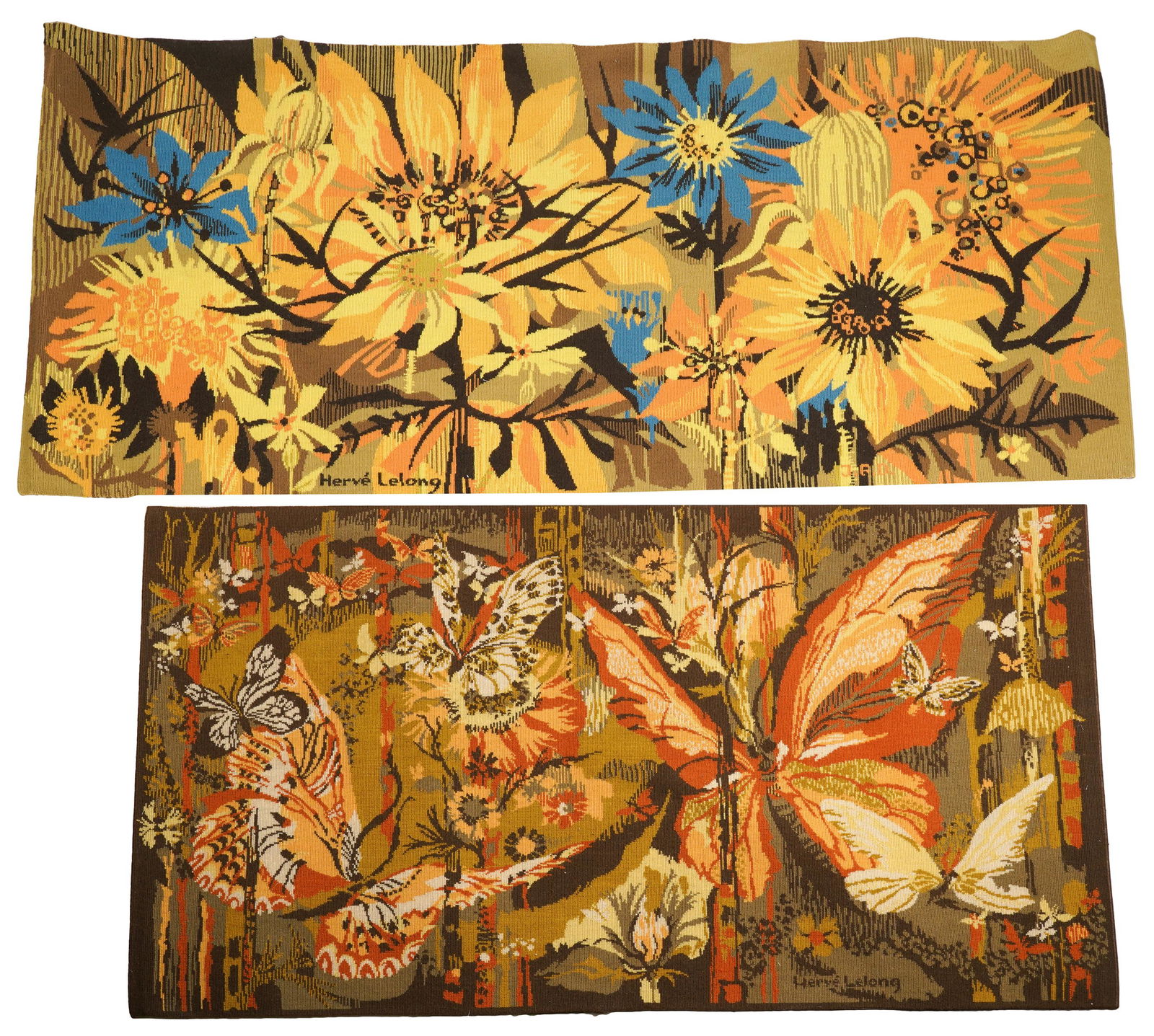 TWO HERVE LELONG TAPESTRY WALLHANGINGS (1 of 10)
