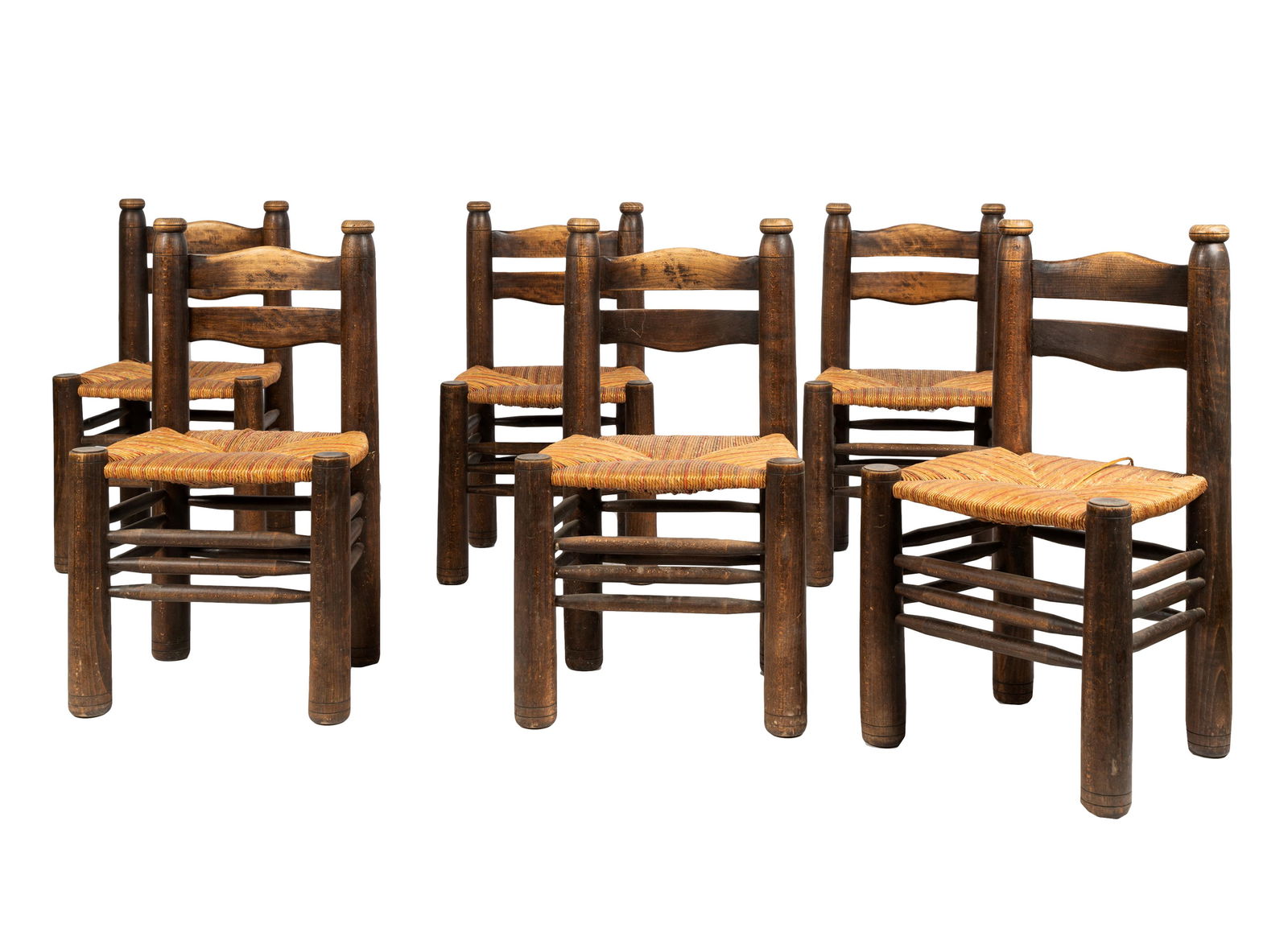 SET OF SIX LADDERBACK CHAIRS (1 of 8)