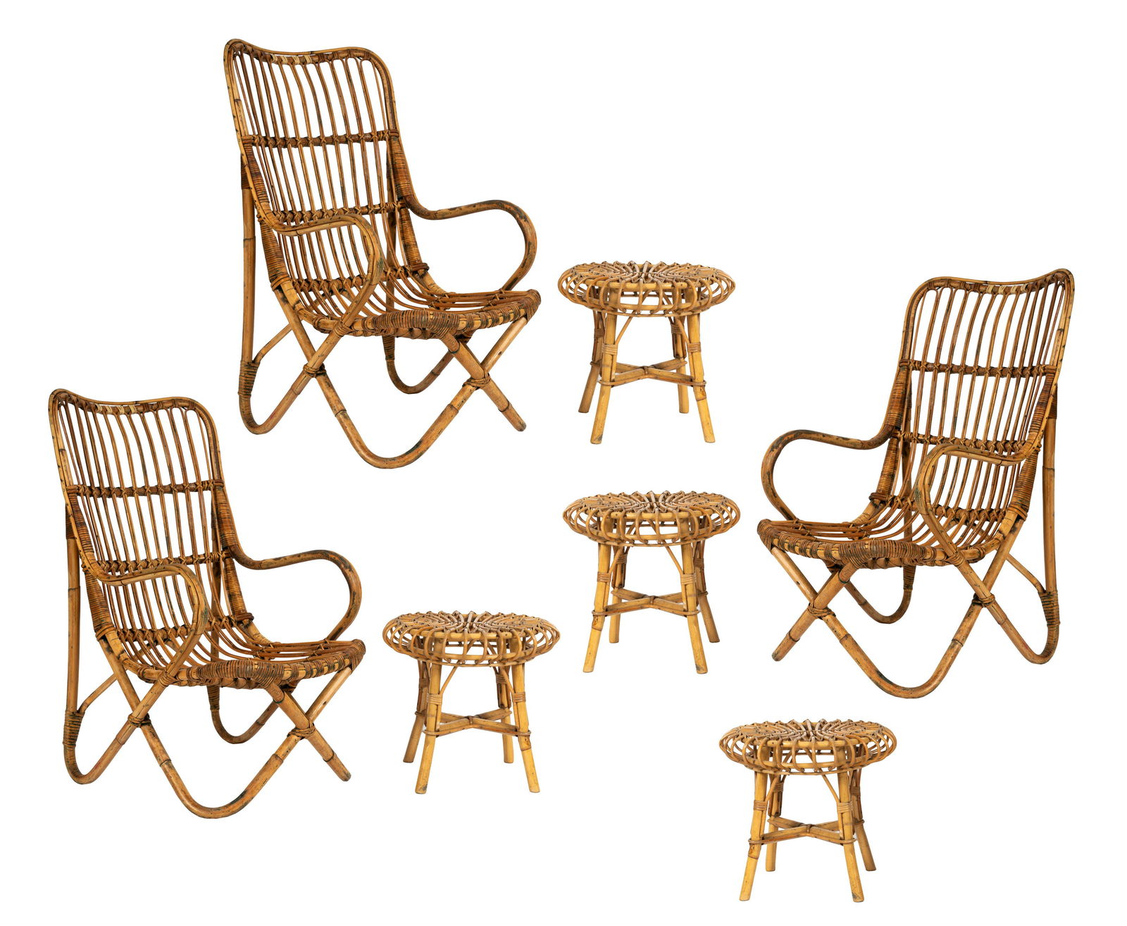 GROUP OF RATTAN PATIO FURNITURE (1 of 12)