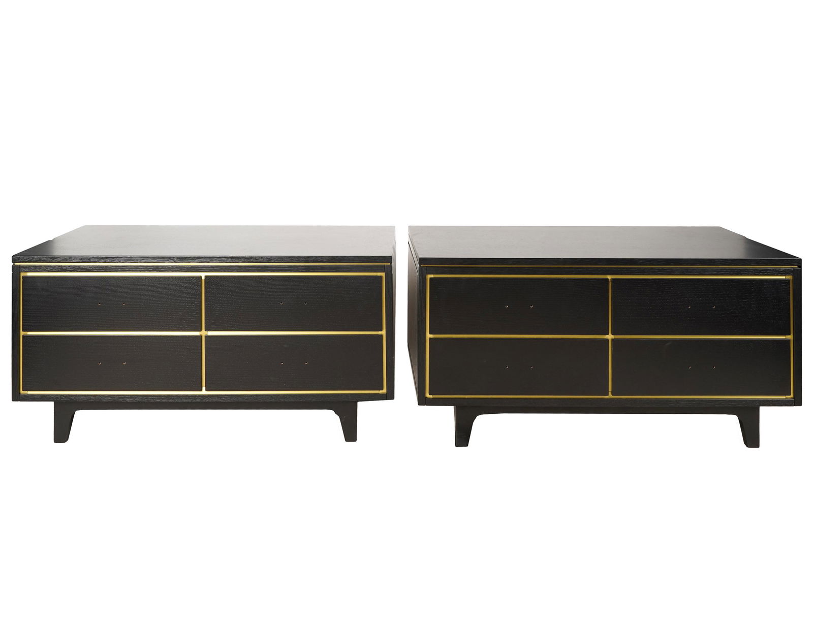 PAIR OF CONTEMPORARY STAINED WOOD LOW CHESTS (1 of 8)