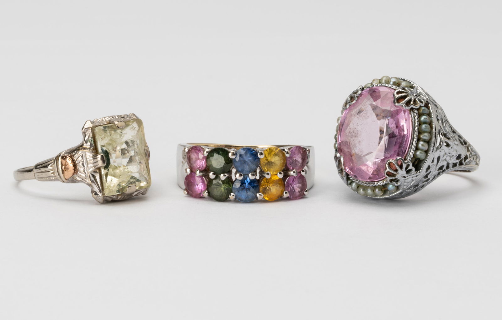 THREE ASSORTED WHITE GOLD RINGS (1 of 7)