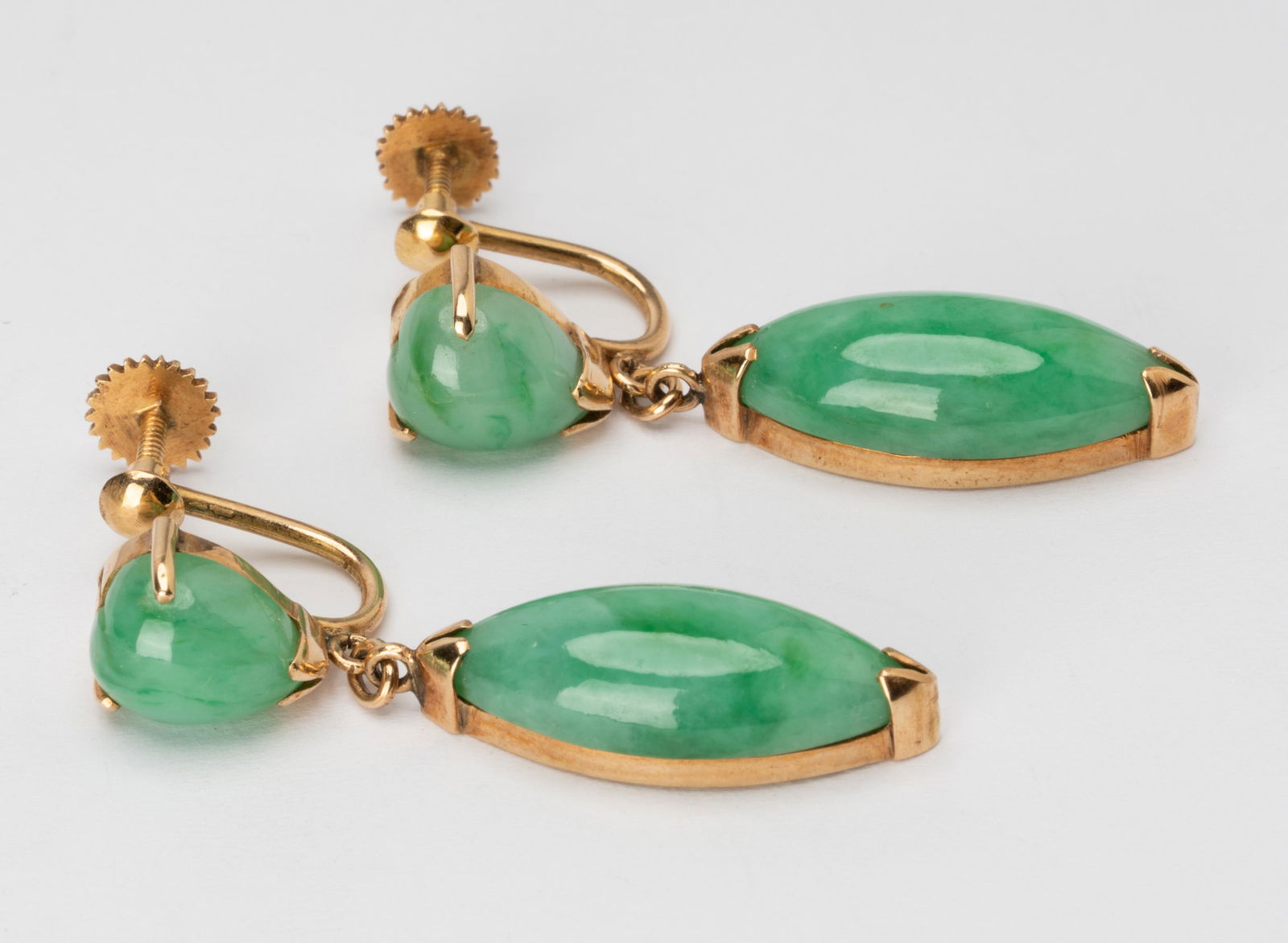 14 KARAT YELLOW GOLD JADE EARRINGS (1 of 4)