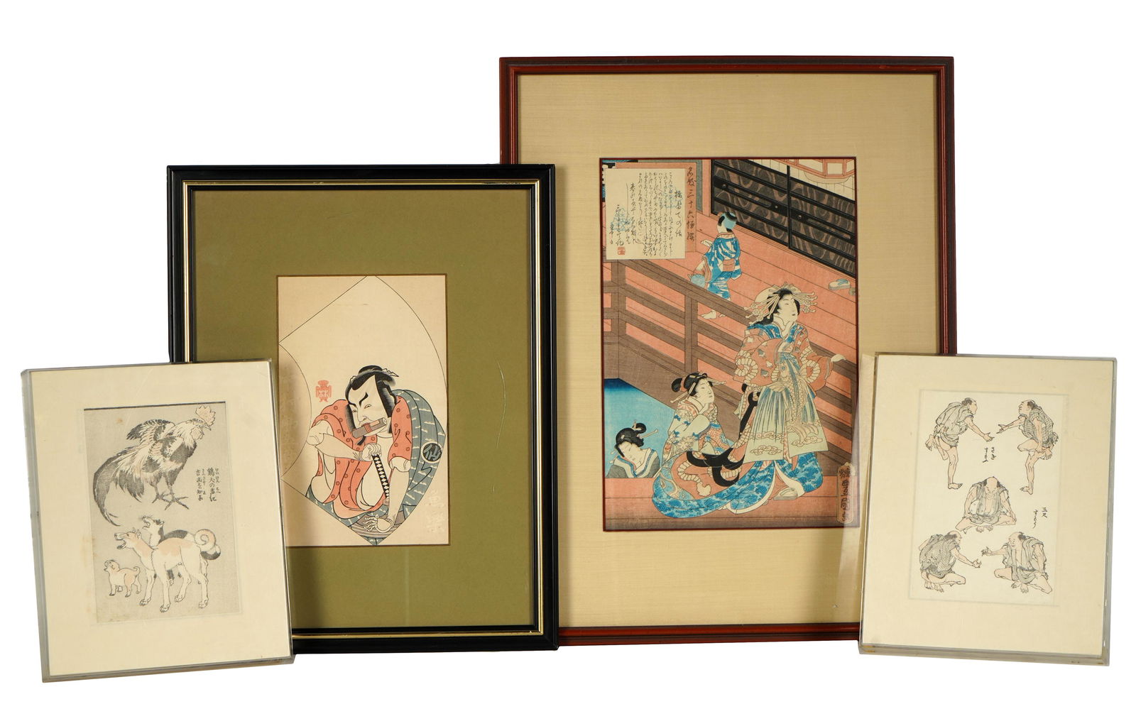 FOUR FRAMED JAPANESE COLOR WOODBLOCK PRINTS (1 of 15)