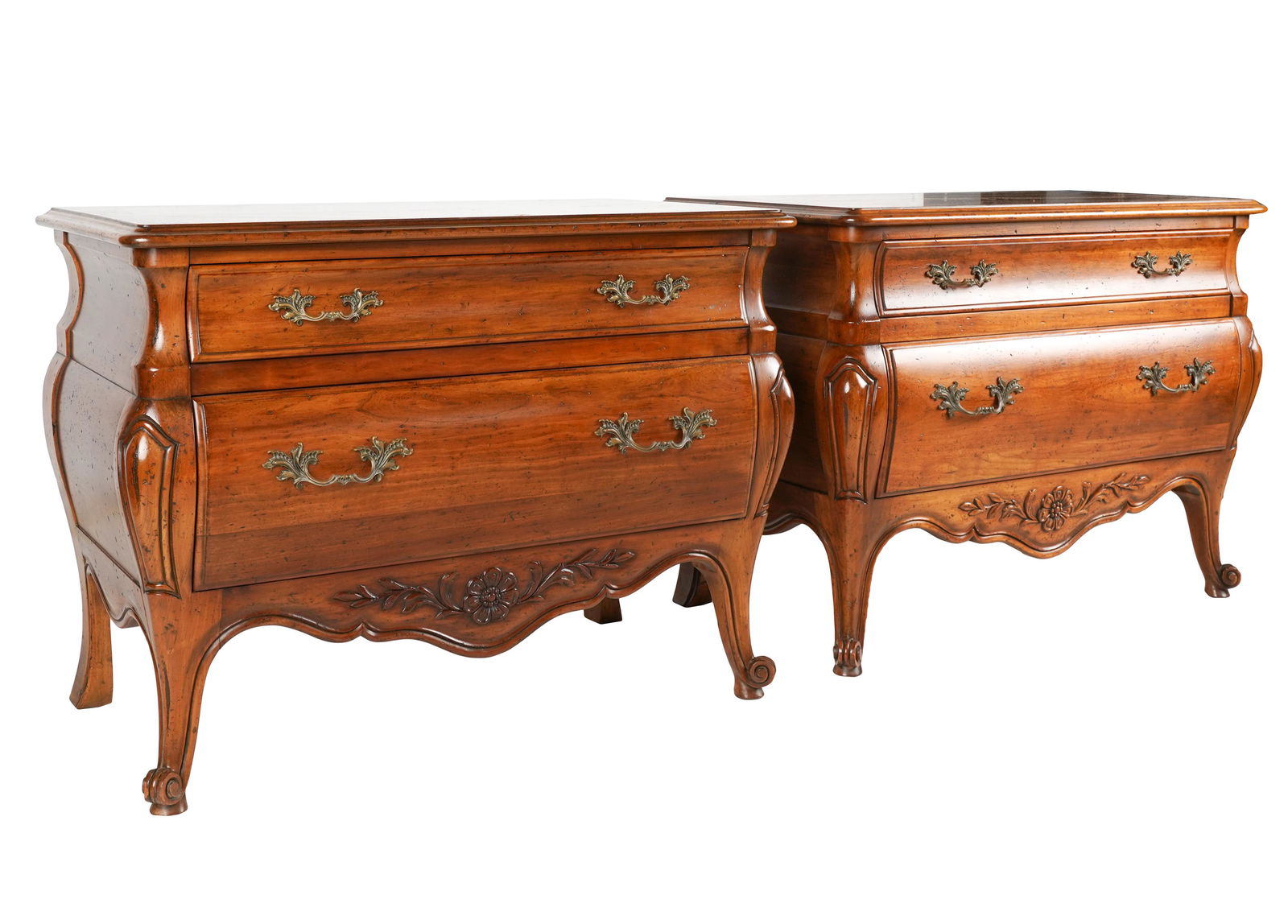 PAIR JOHN WIDDICOMB BOMBE BEDSIDE COMMODES (1 of 13)