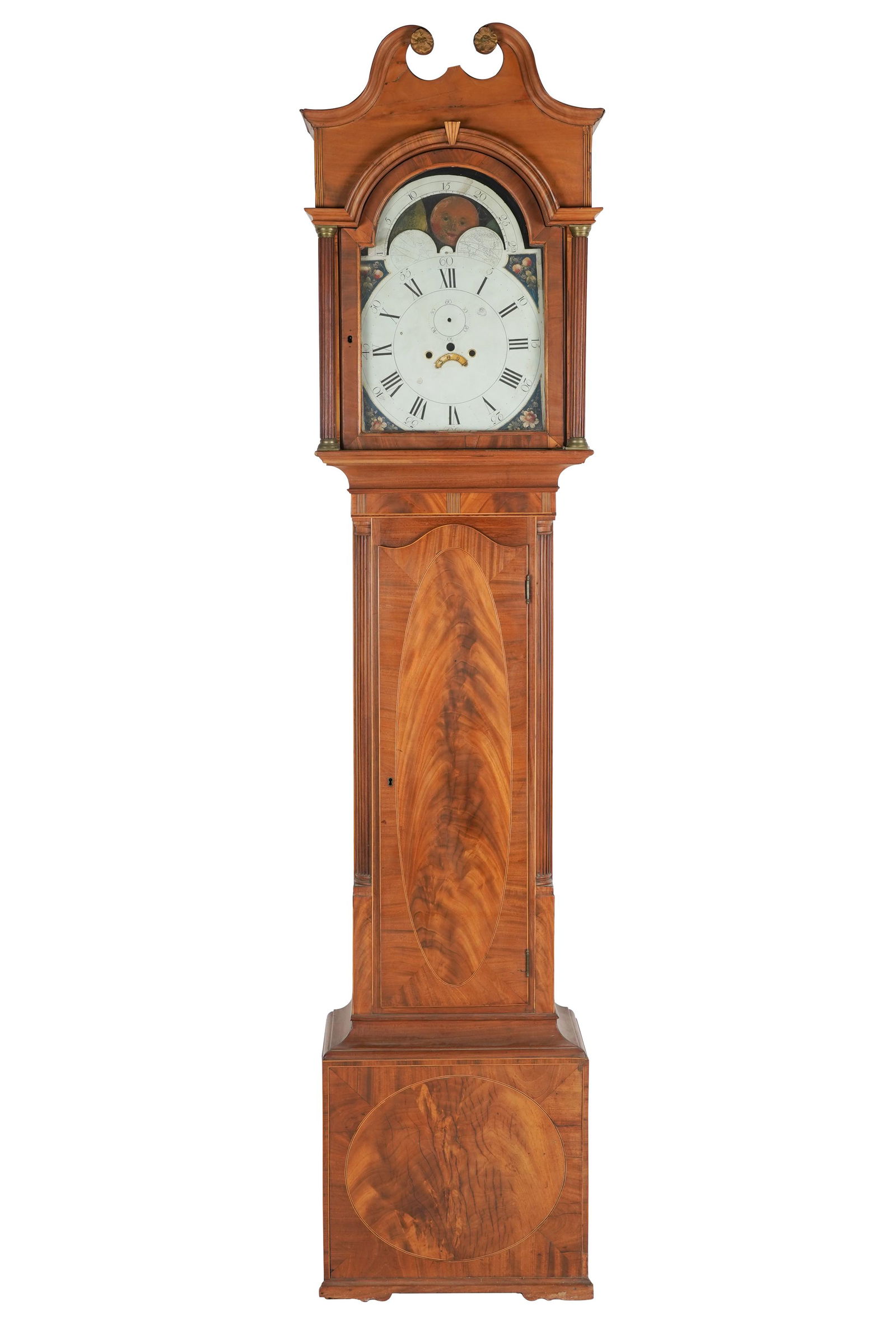 ENGLISH INLAID MAHOGANY TALL CASE CLOCK (1 of 13)