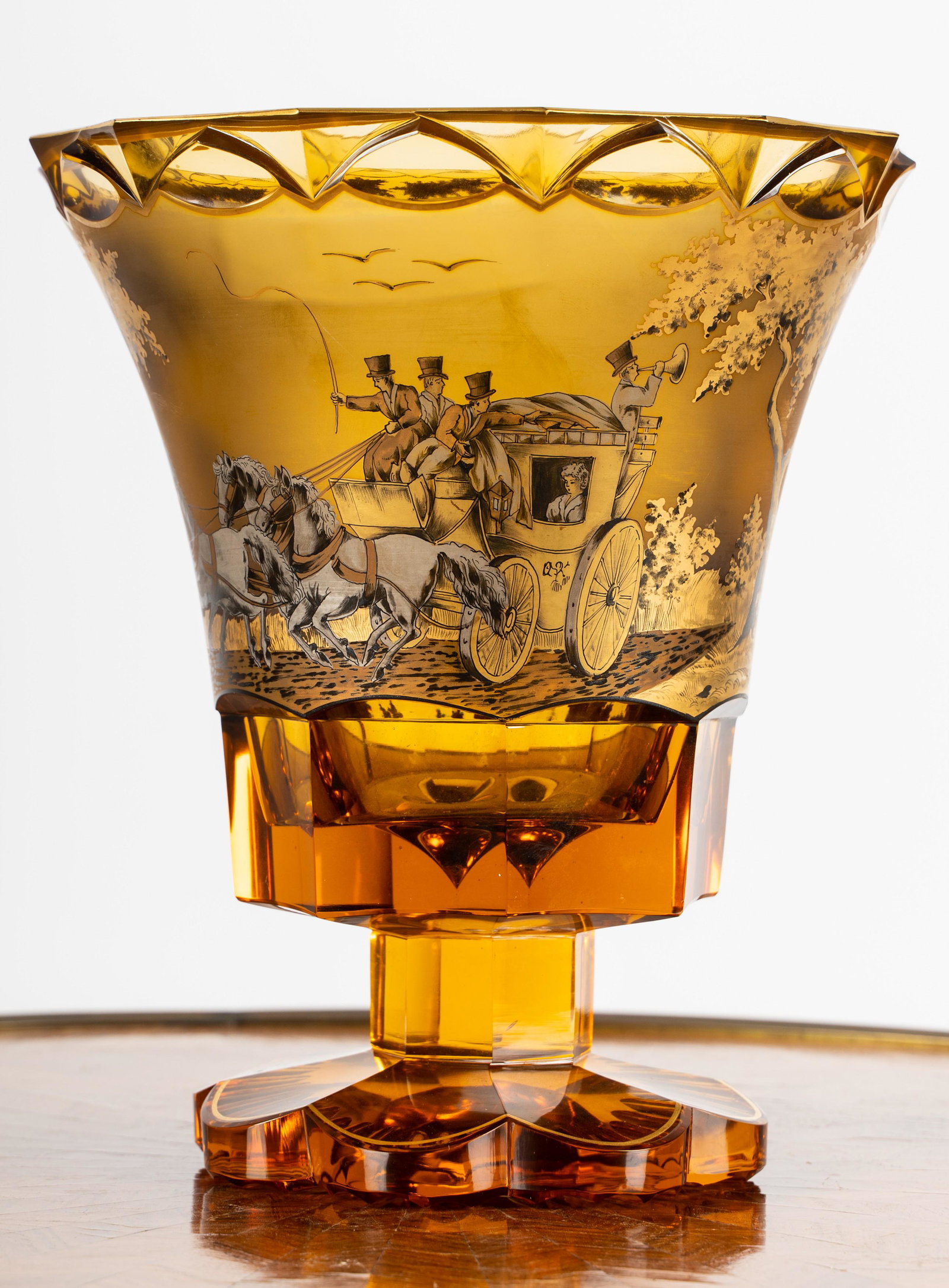 Larry Flynt Moser Painted Amber Crystal Vase (1 of 8)