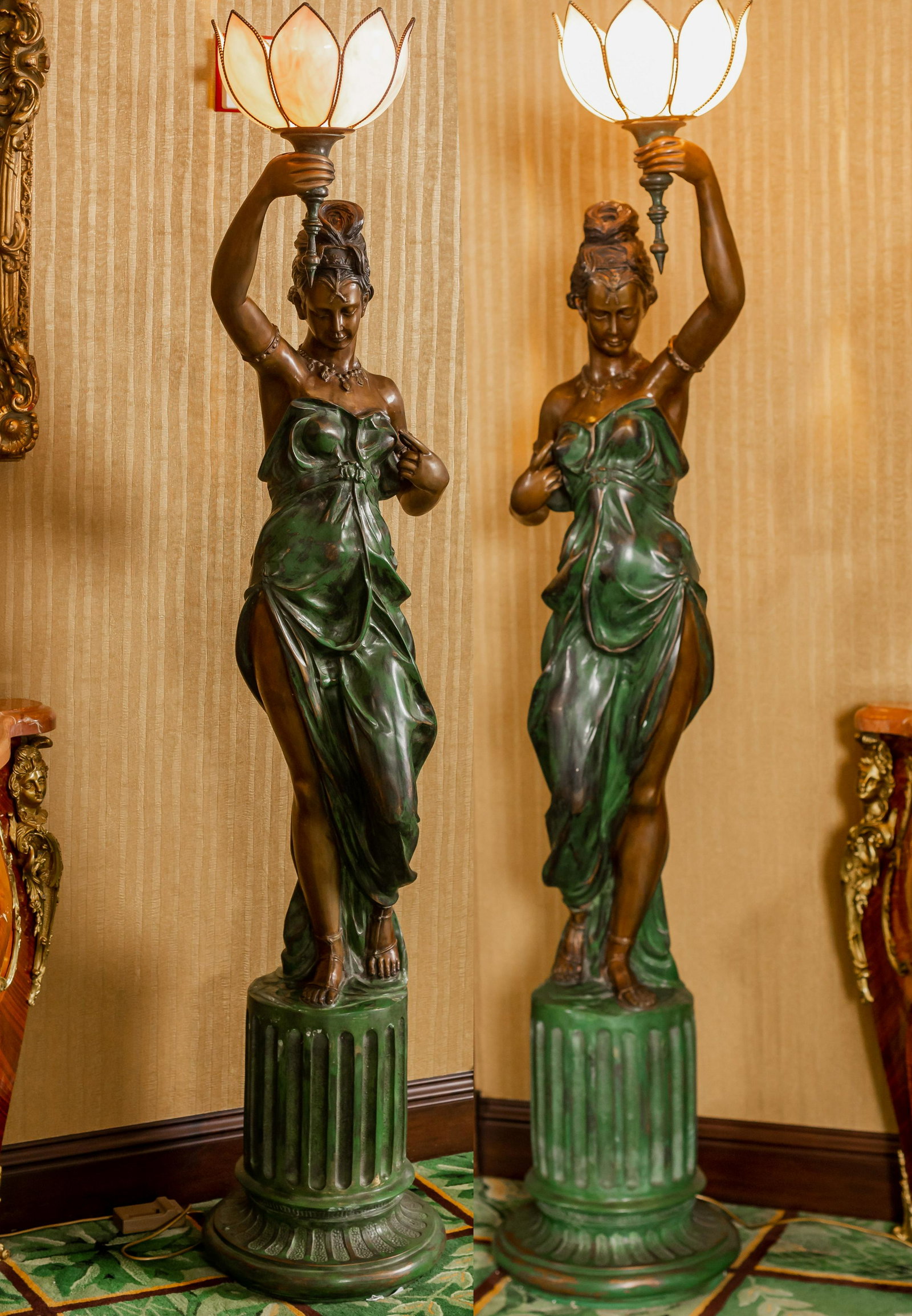 Larry Flynt After Auguste Moreau: A Pair of Figural Polychrome Bronze Torchieres (1 of 20)