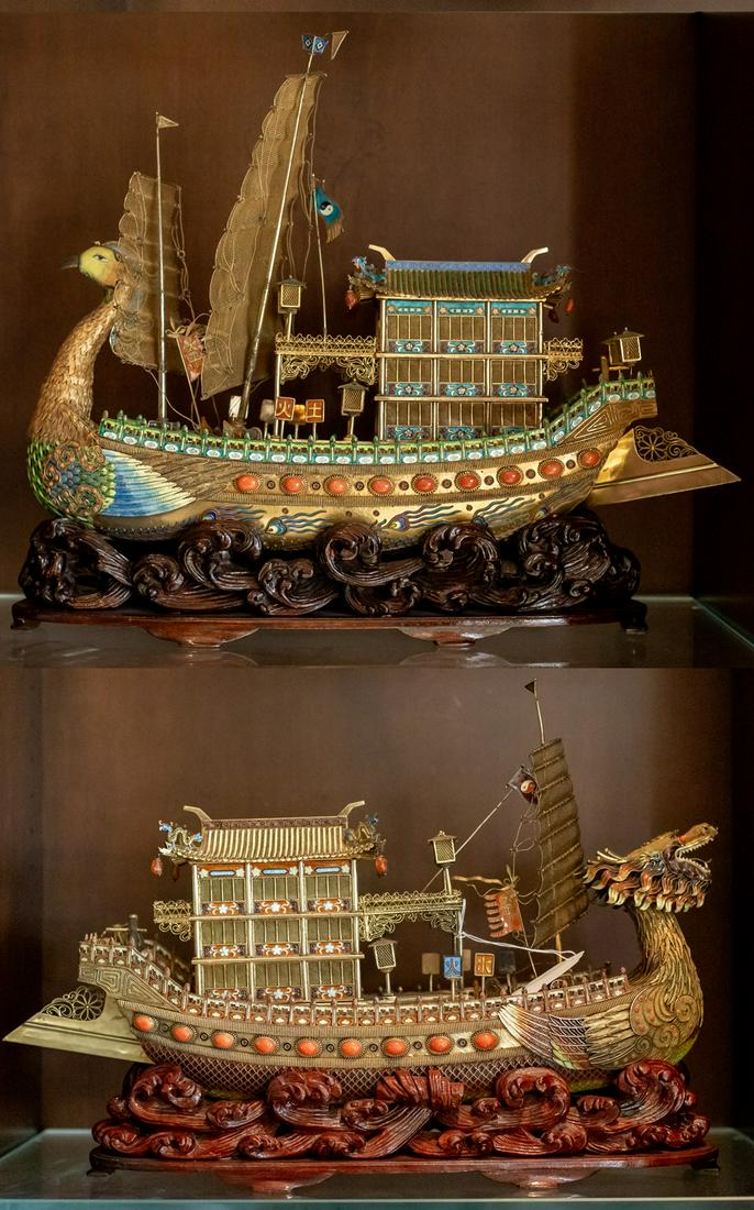 Larry Flynt Pair of Chinese Gilt Enamel Boats (1 of 20)