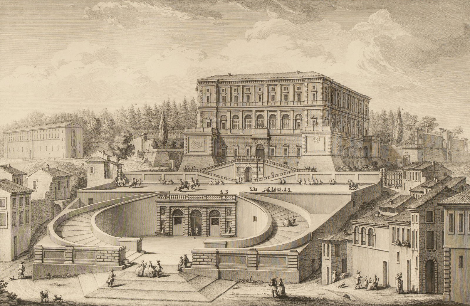 FRAMED ITALIAN  ETCHING OF PALAZZO FARNESE, CAPRAROLA (1 of 16)