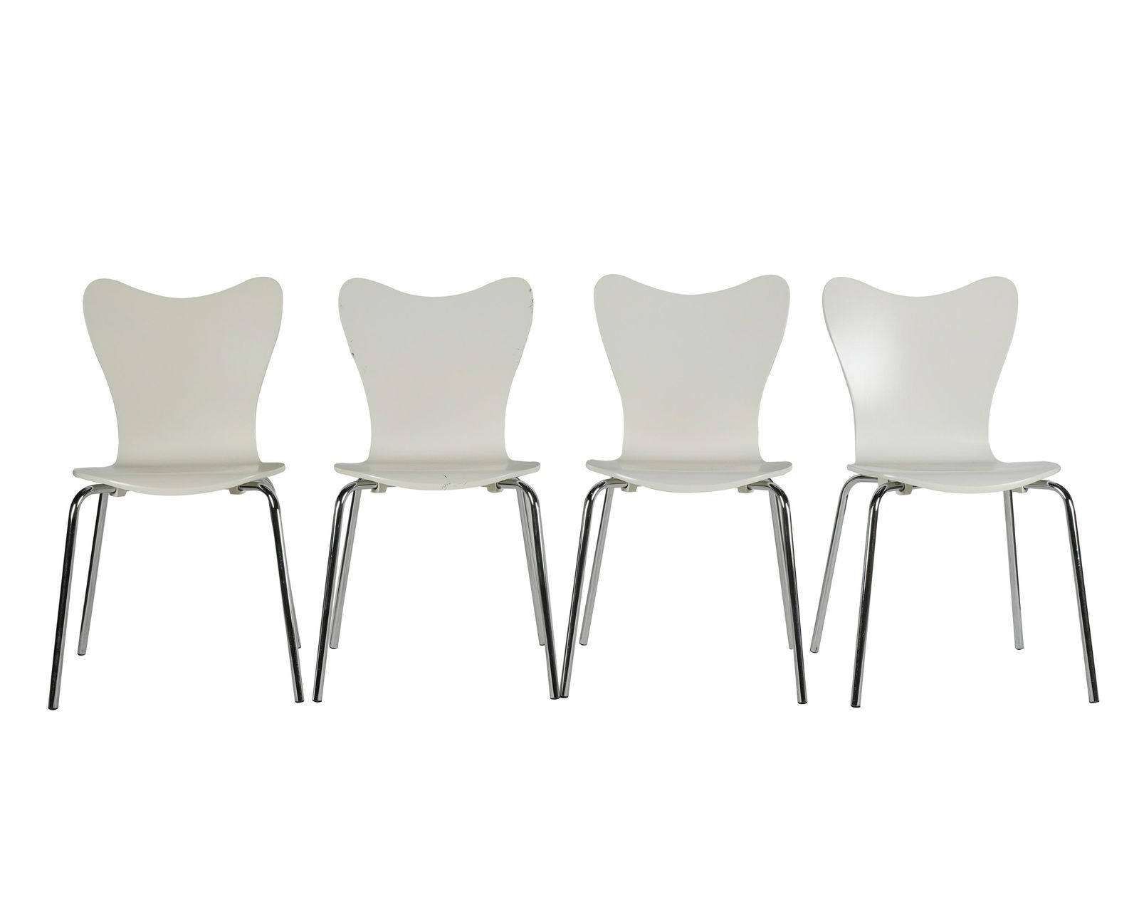 FOUR CONTEMPORARY WHITE MOLDED PLYWOOD CHAIRS (1 of 10)