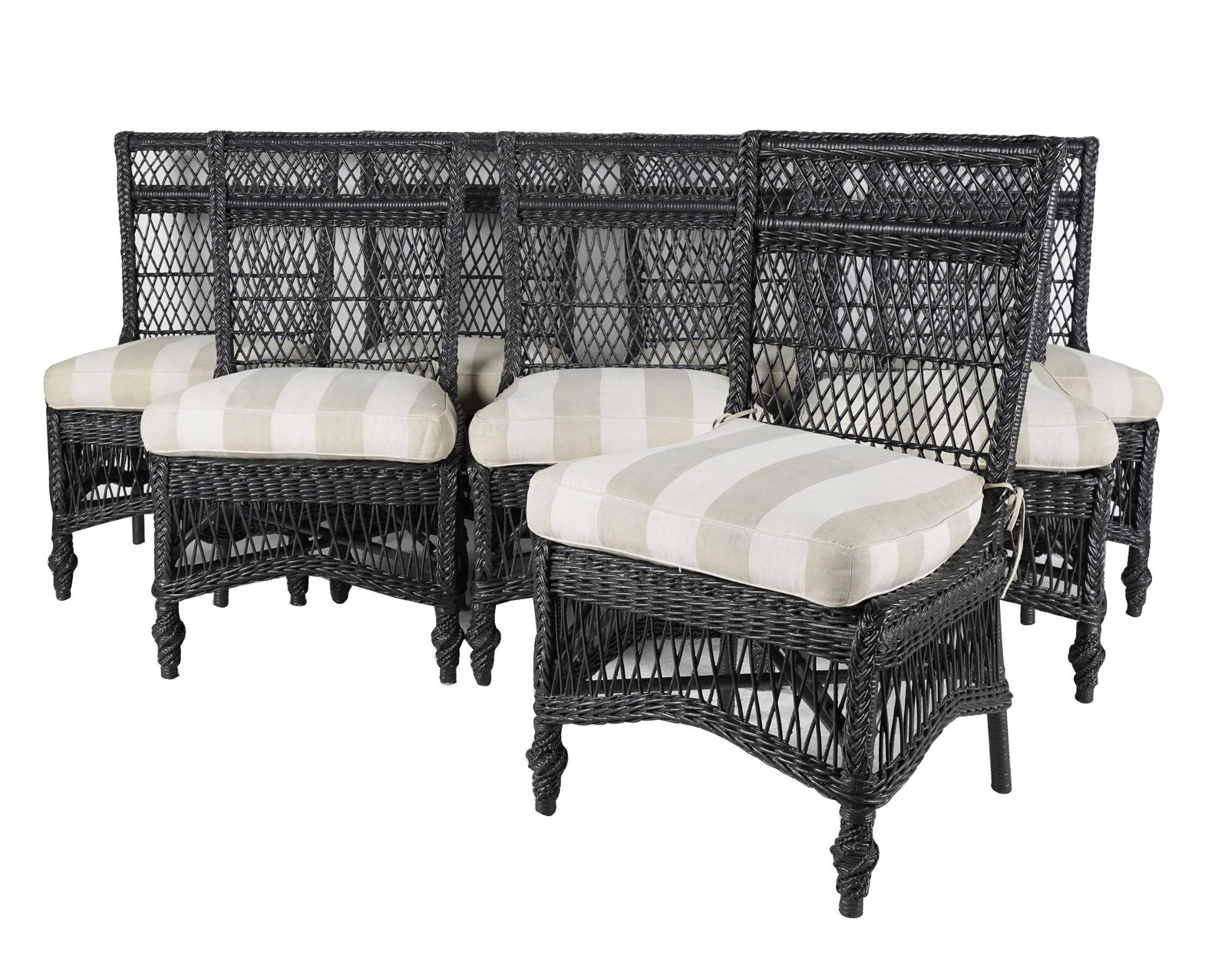 SET OF EIGHT WICKER SIDE CHAIRS (1 of 9)