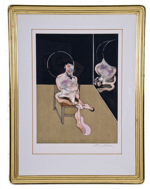 FRANCIS BACON: "PERSONNAGE ASSIS": Lithograph, Circa 1983 signed in pencil lower right Provenance: Serge Sorokko Gallery 32.25 x 23.25 inches