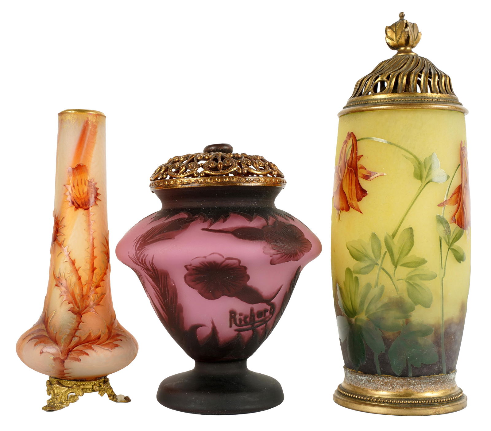 THREE FRENCH CAMEO GLASS ARTICLES (1 of 9)
