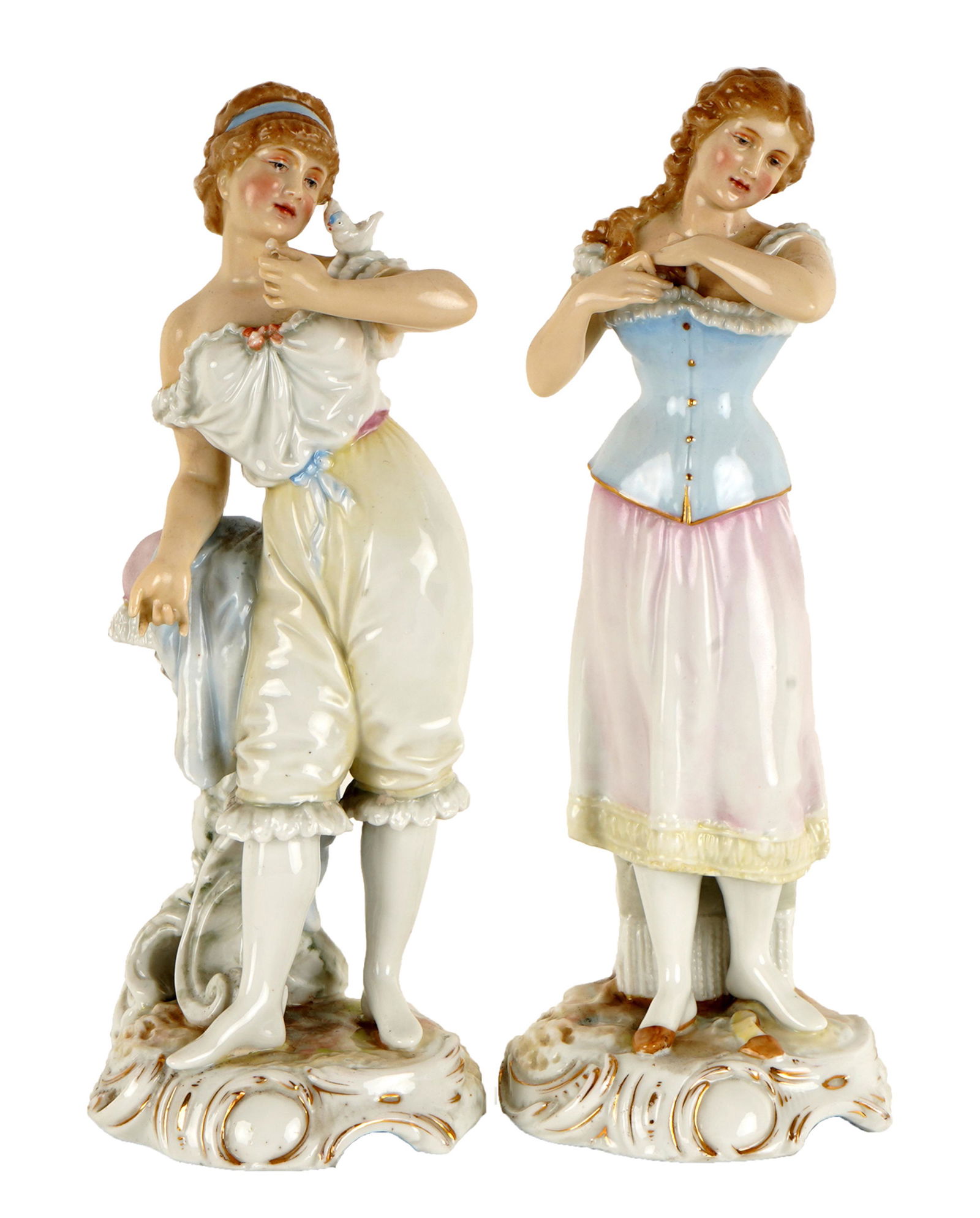 TWO GERMAN PORCELAIN FIGURES OF MAIDENS (1 of 16)