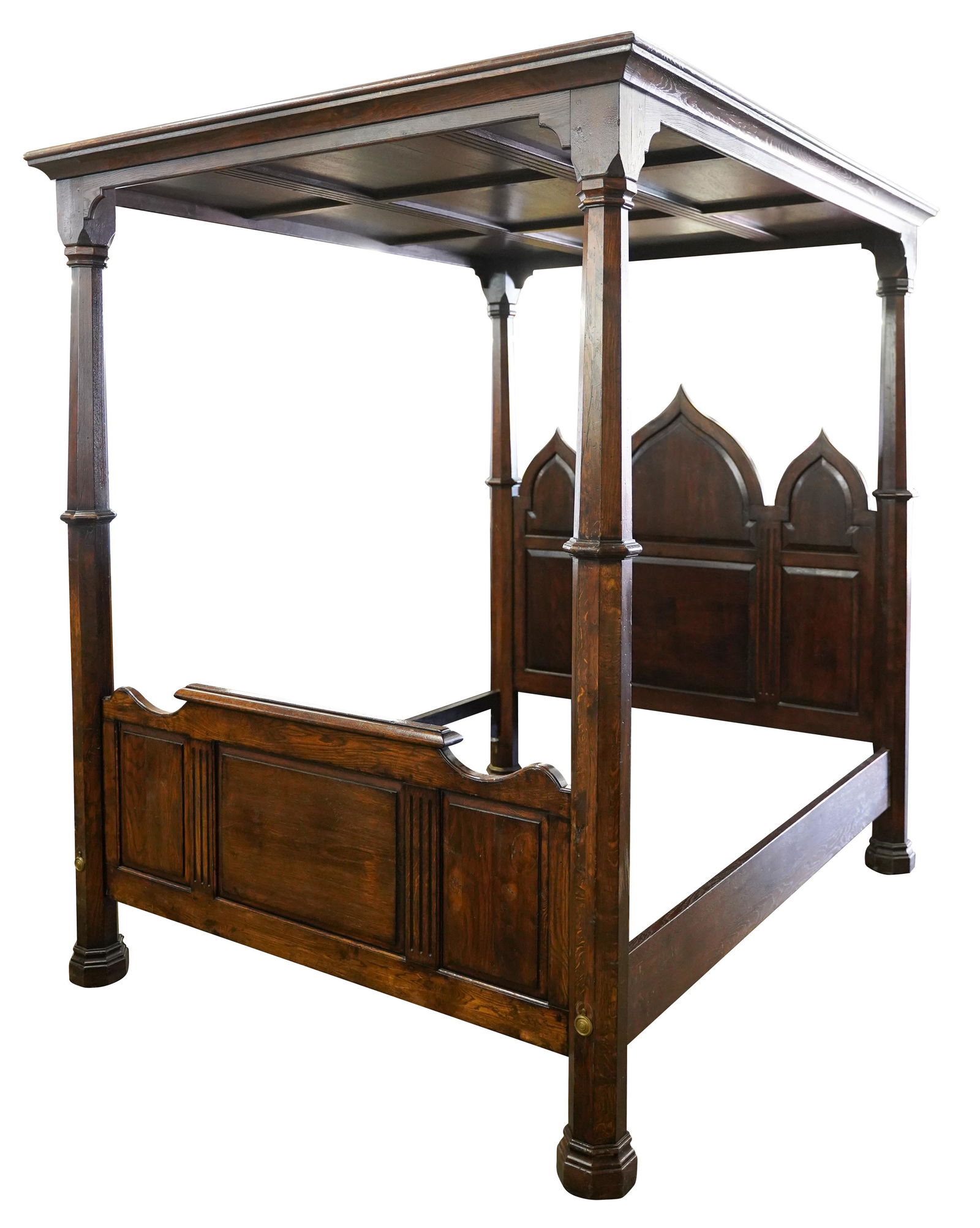 GOTHIC-STYLE OAK QUEEN-SIZED BED (1 of 13)