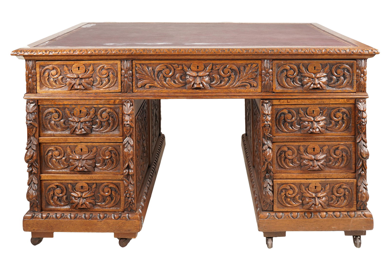 AMERICAN RENAISSANCE REVIVAL CARVED OAK DESK (1 of 13)