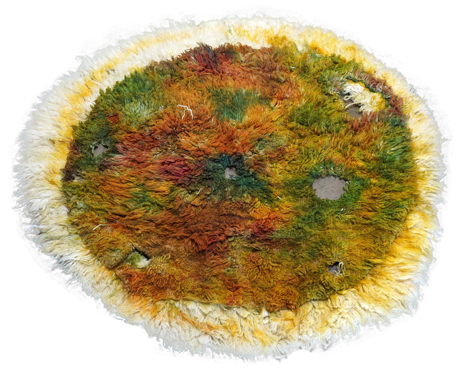 ANNA BETBEZE (B. 1980): "SUN SPOT" WALL HANGING: 2012; wool; unsigned; 67 inches diameter