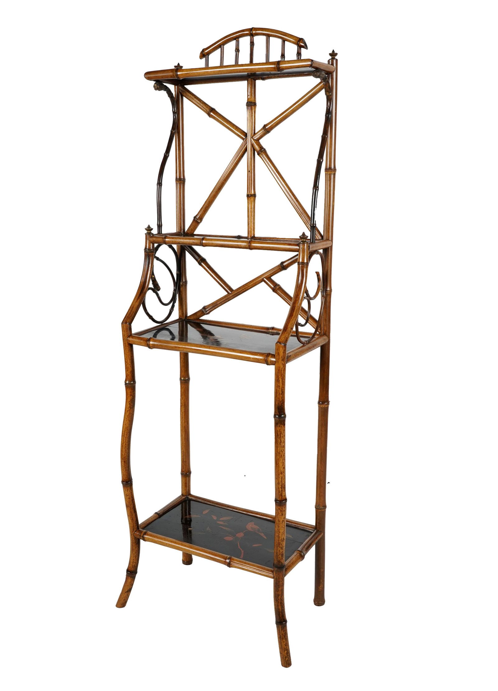 FRENCH BAMBOO &  LACQUER ETAGERE (1 of 12)