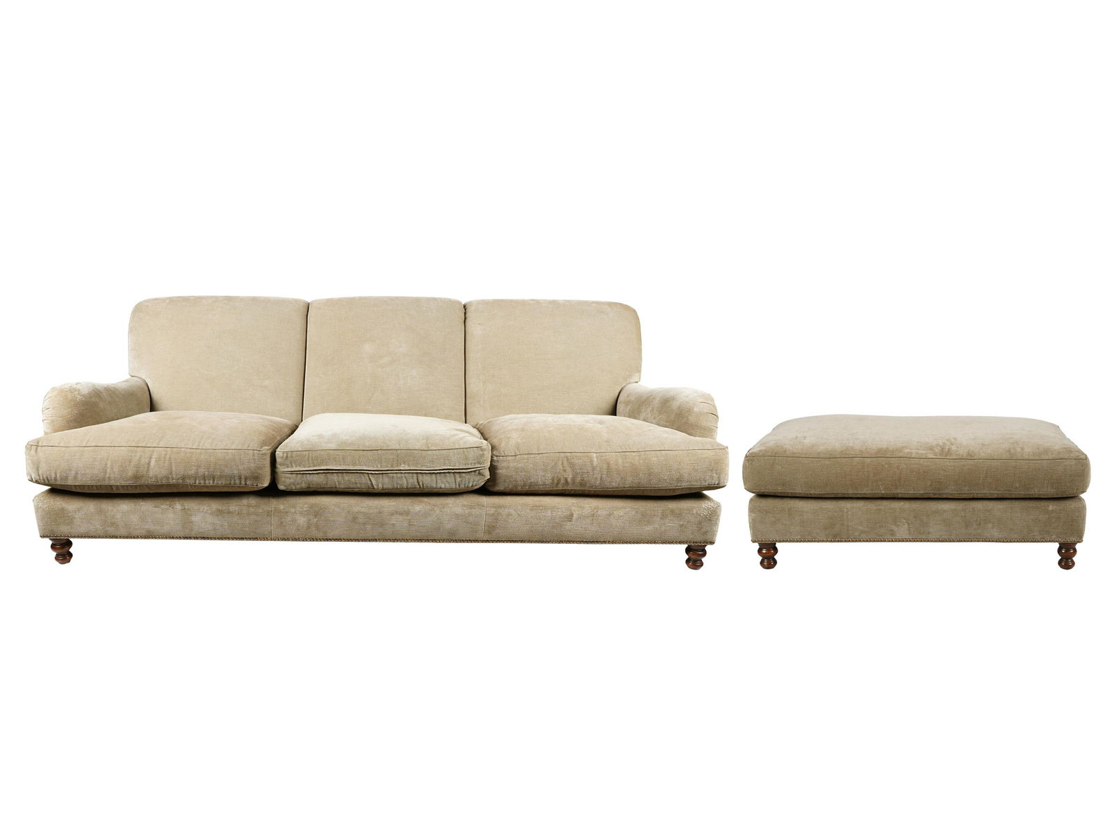 GEORGE SMITH-STYLE UPHOLSTERED SOFA & OTTOMAN (1 of 14)