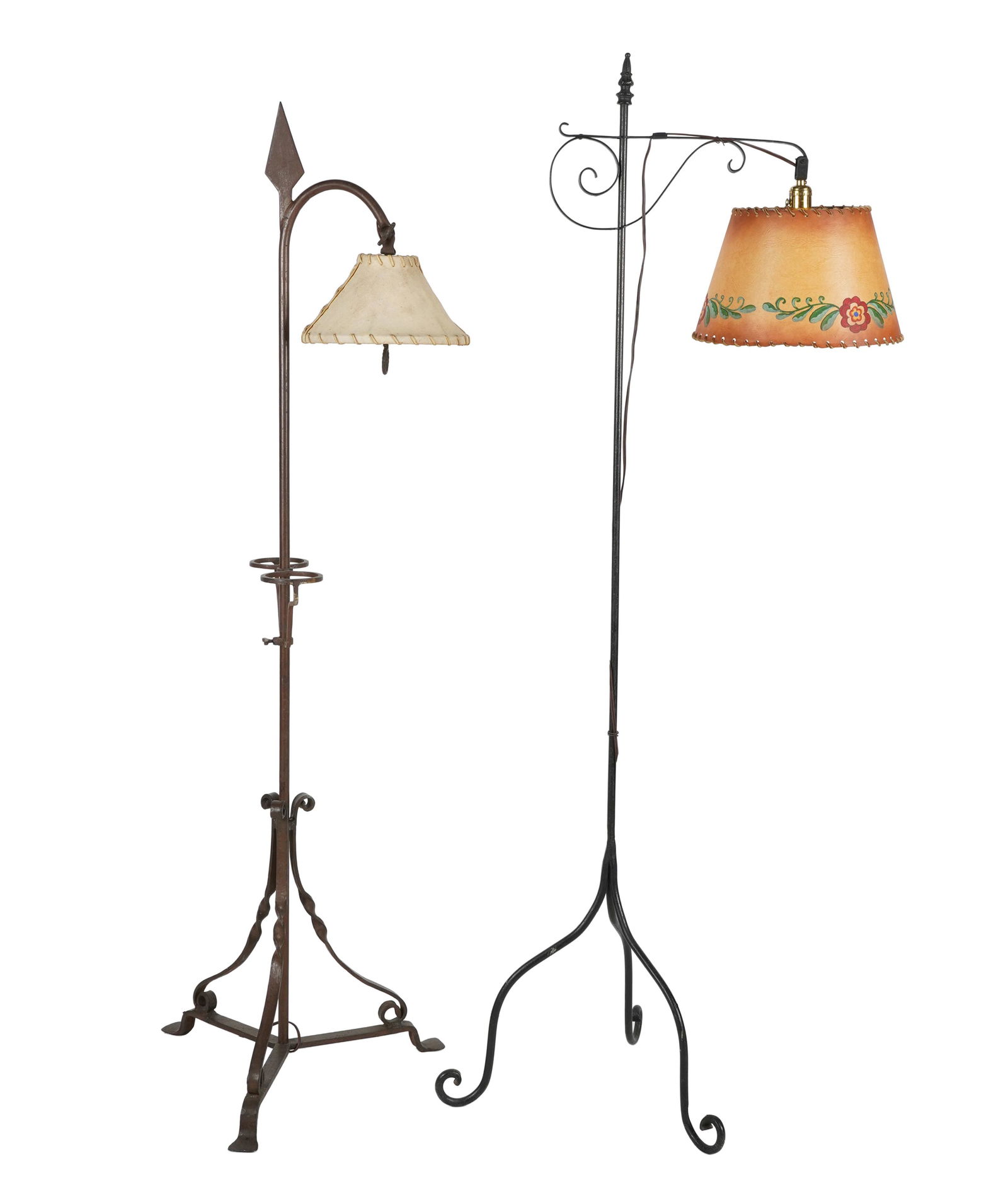 TWO ASSORTED SPANISH REVIVAL IRON FLOOR LAMPS (1 of 9)