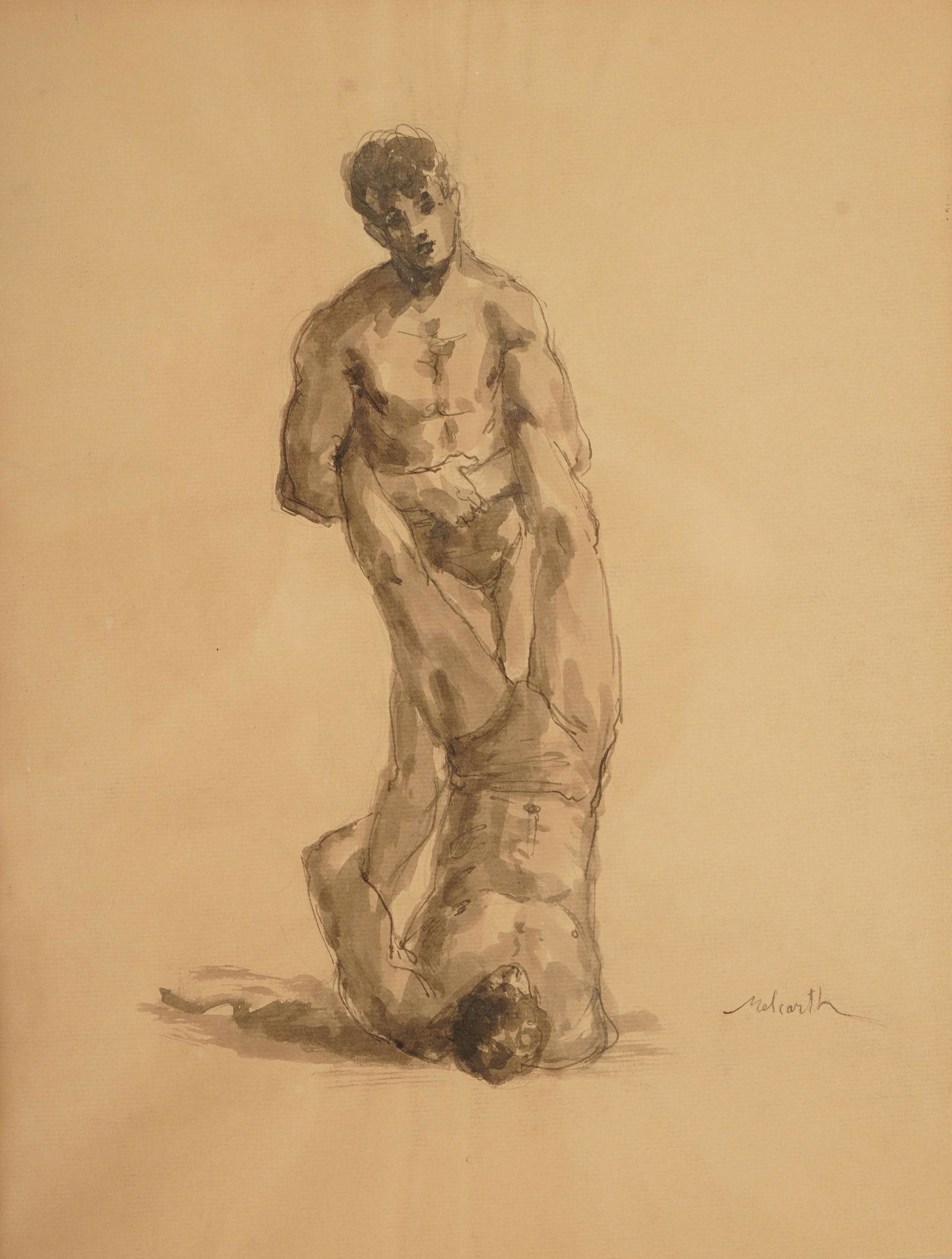 EDWARD MELCARTH (1914 - 1973): TWO MEN WRESTING (1 of 9)