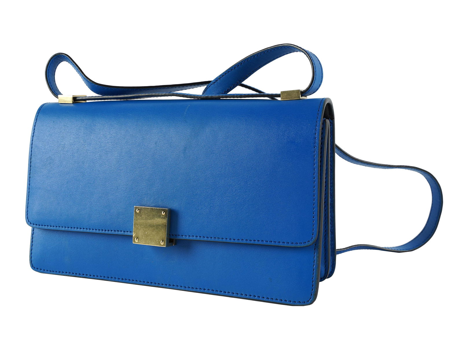 CELINE BLUE LEATHER BOX BAG (1 of 6)