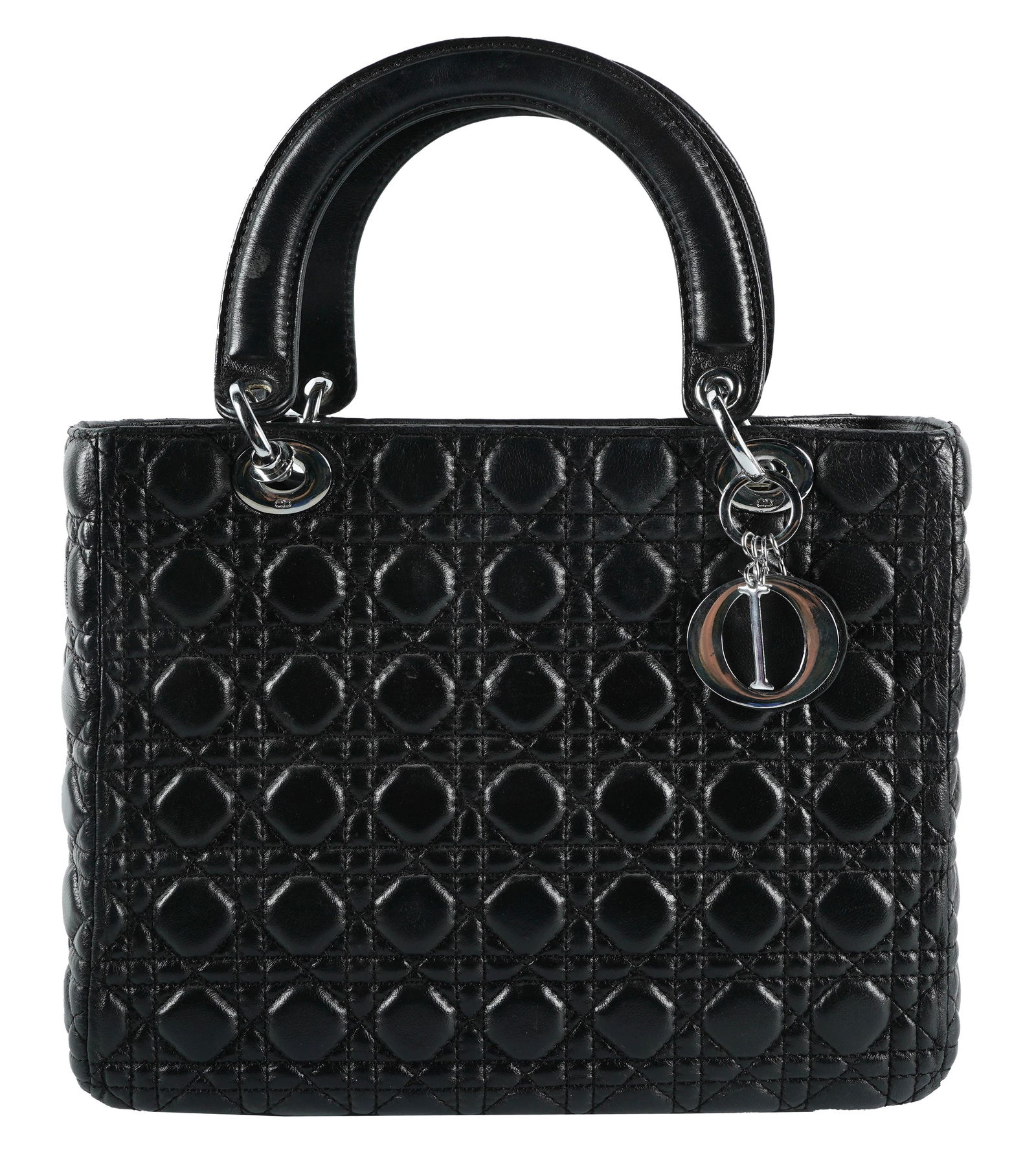 CHRISTIAN DIOR "LADY DIOR" BLACK LEATHER HANDBAG (1 of 11)