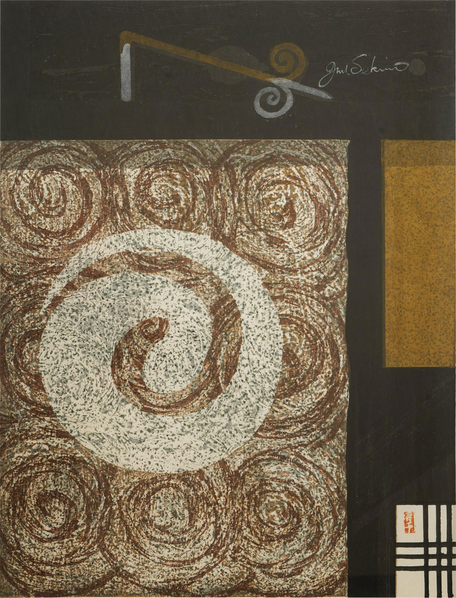 Jun-ichirô Sekino (Japanese 1914-1988): woodblock, matted, framed and glazed; signed upper right, stamped lower right, pencil numbered (possibly 23/120 or 93/120) lower left; Sight: 24 1/4 x 18 1/2 in. (61.6 x 47 cm.), Frame: 35 1/2 x 30 in