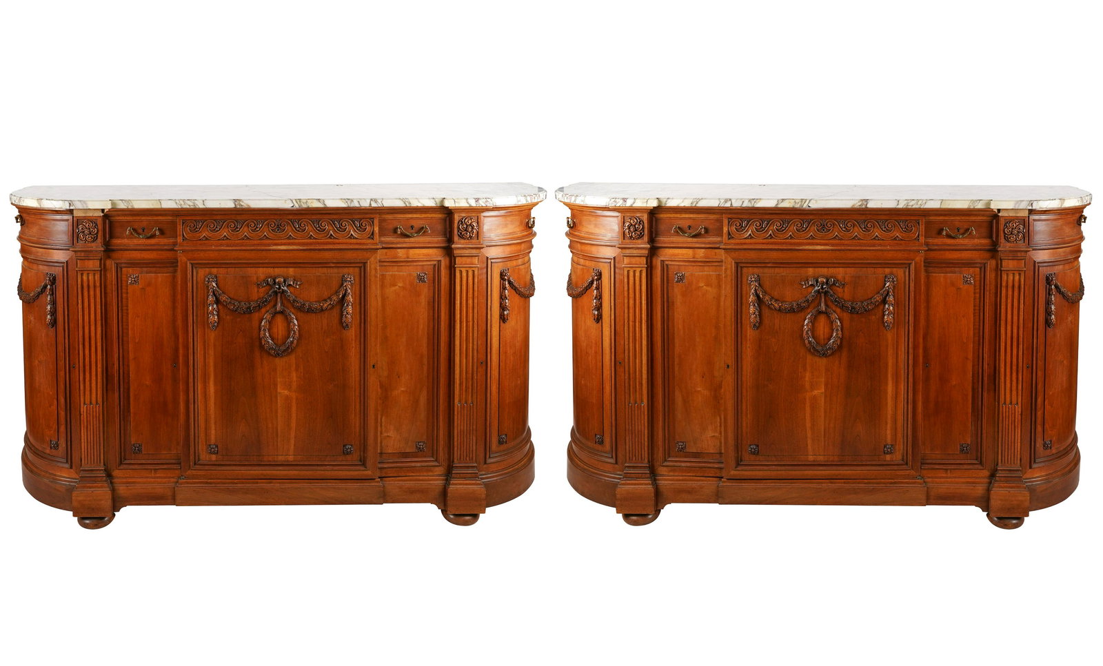 Pair of Neoclassical-Style Marble-Top Buffets (1 of 20)