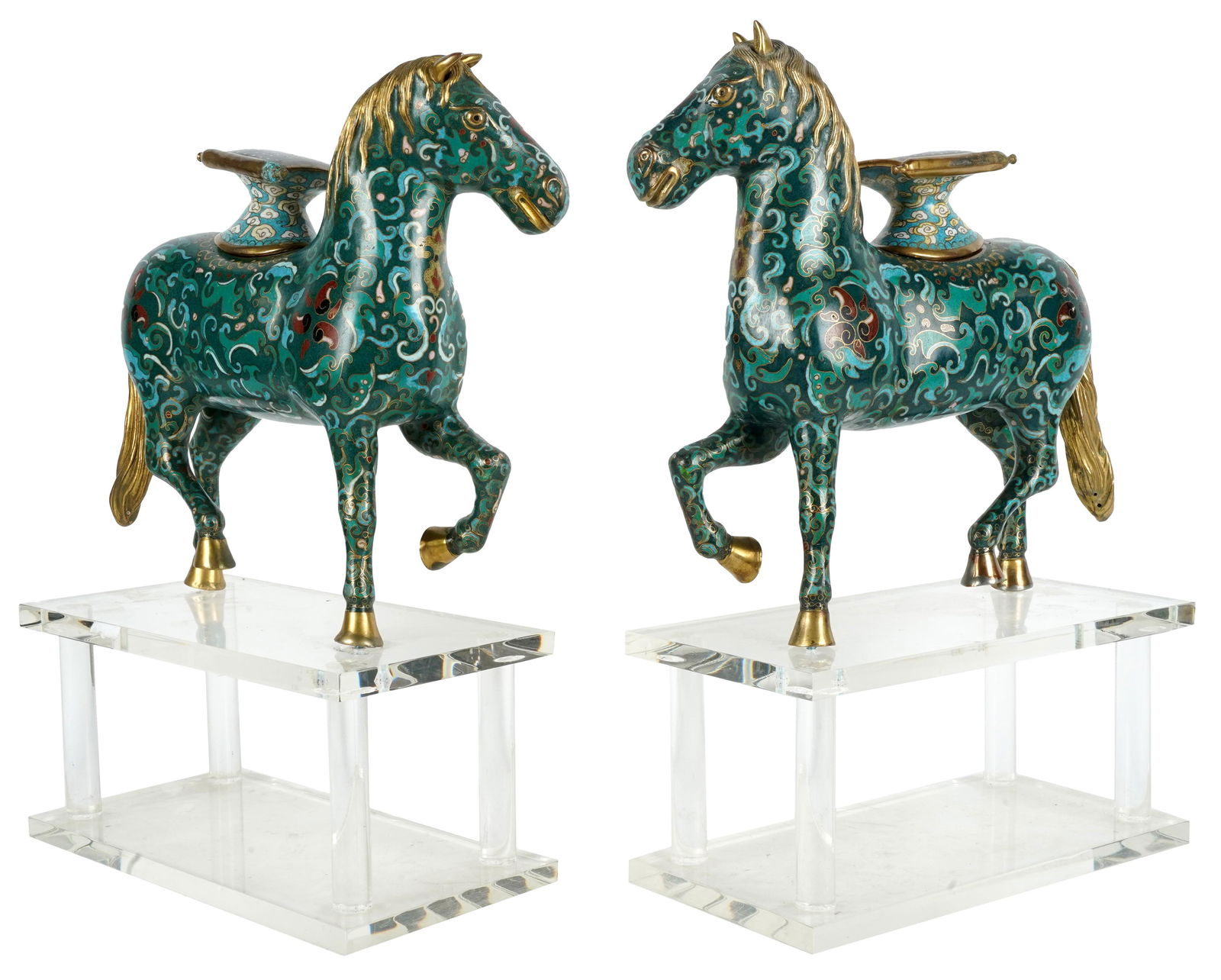Pair of Chinese Cloisonne Horse Figures (1 of 15)