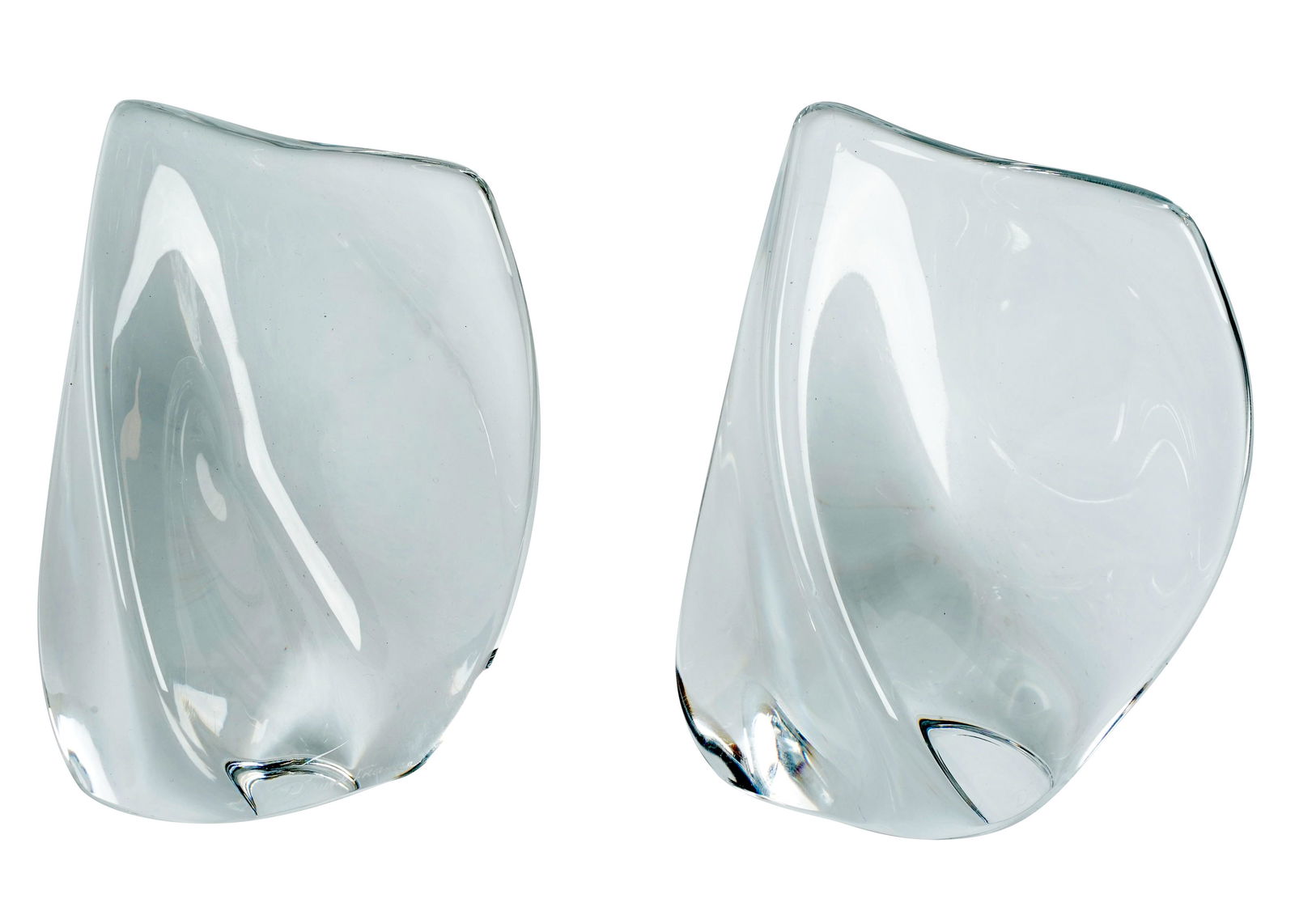 Pair of Daum France Bookends: signed Each: 5 3/4 x 5 x 3 1/2 in. (14.6 x 12.7 x 8.9 cm.)