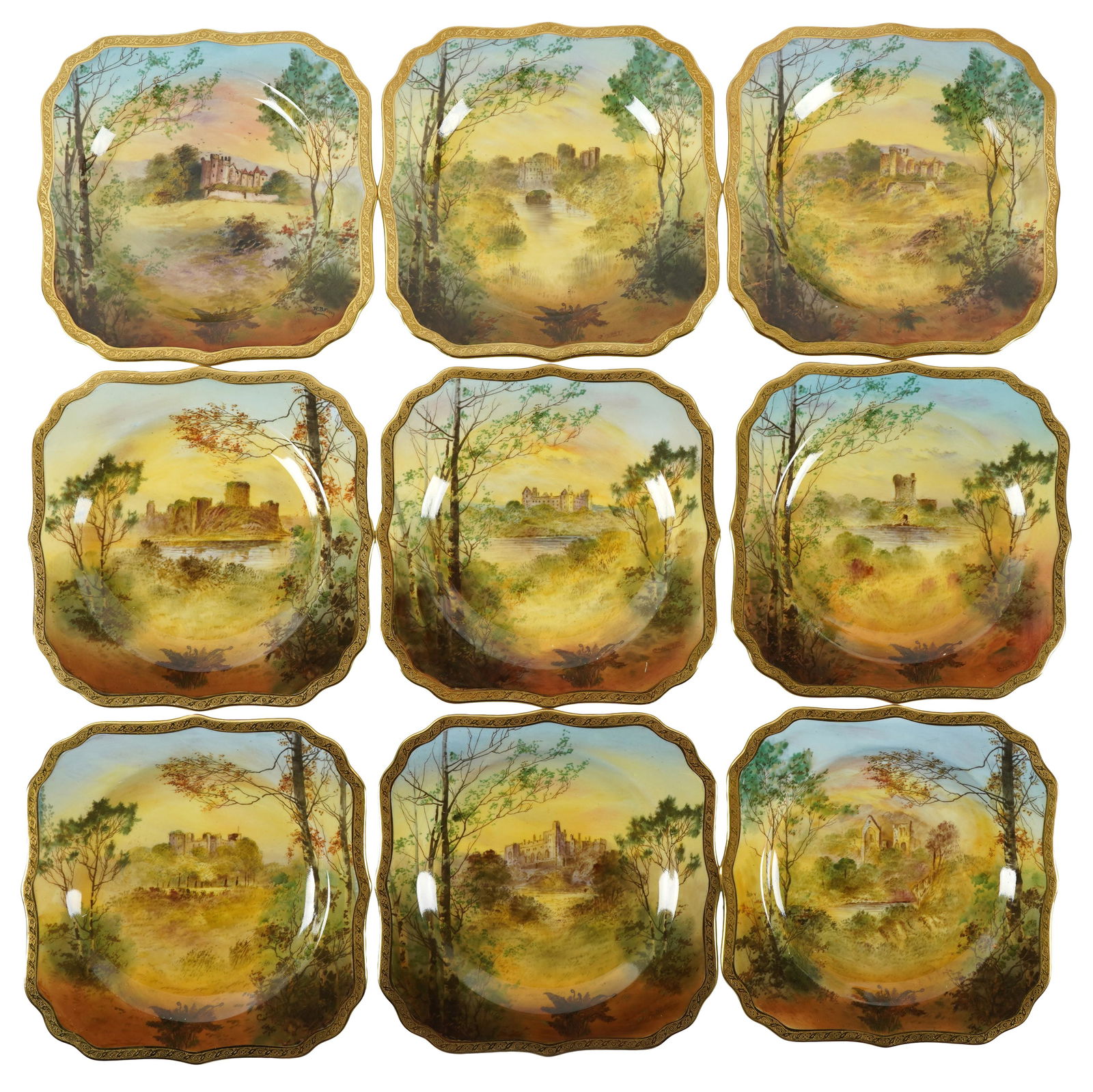 Twelve Royal Doulton Square Porcelain Plates (1 of 9)