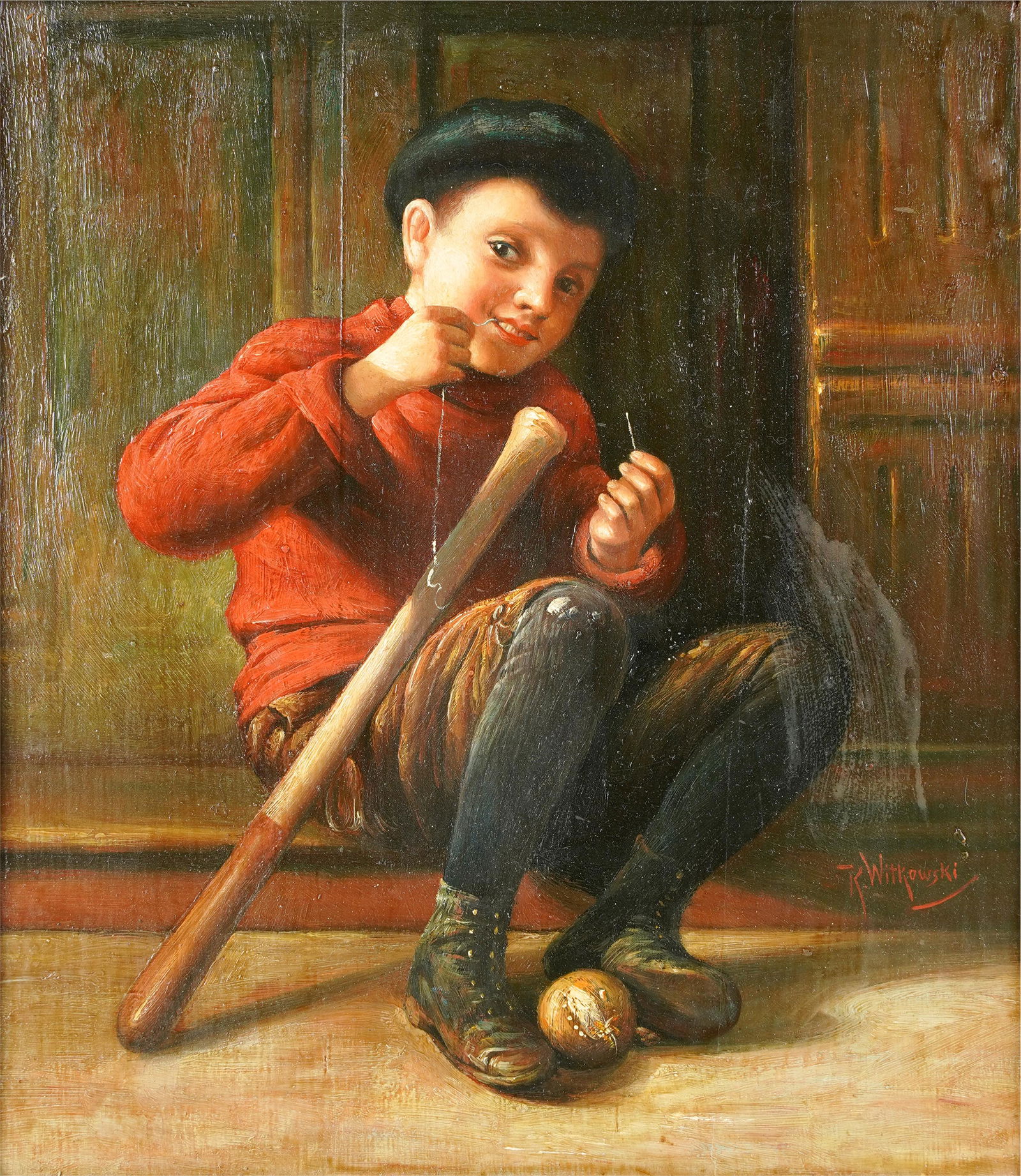 Karl Witkowski (1860-1910): Boy with Ball and Bat (1 of 7)