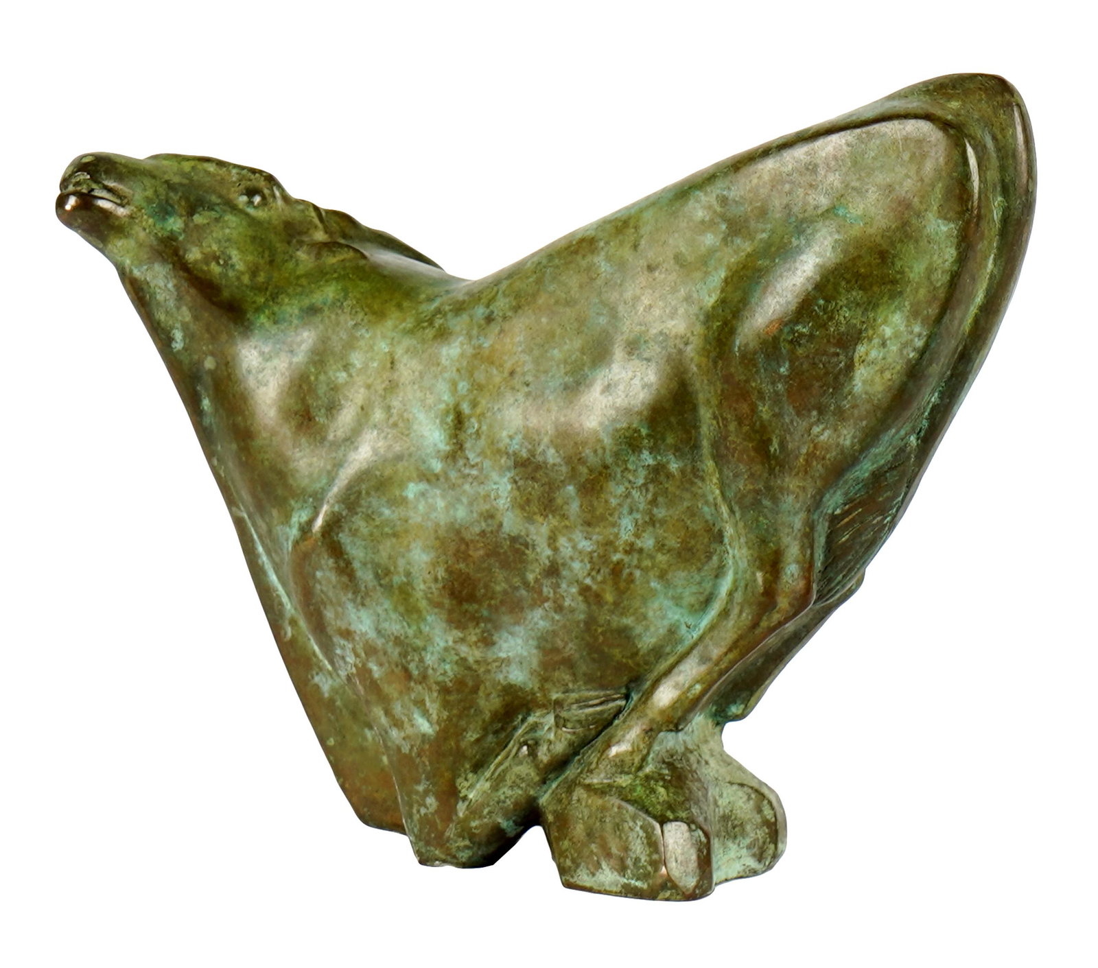 Barbara Beretich (1936-2018): Kneeling Antelope: bronze; unsigned; 8 1/2 x 10 1/2 x 3 1/2 in. (21.6 x 26.7 x 8.9 cm.)
